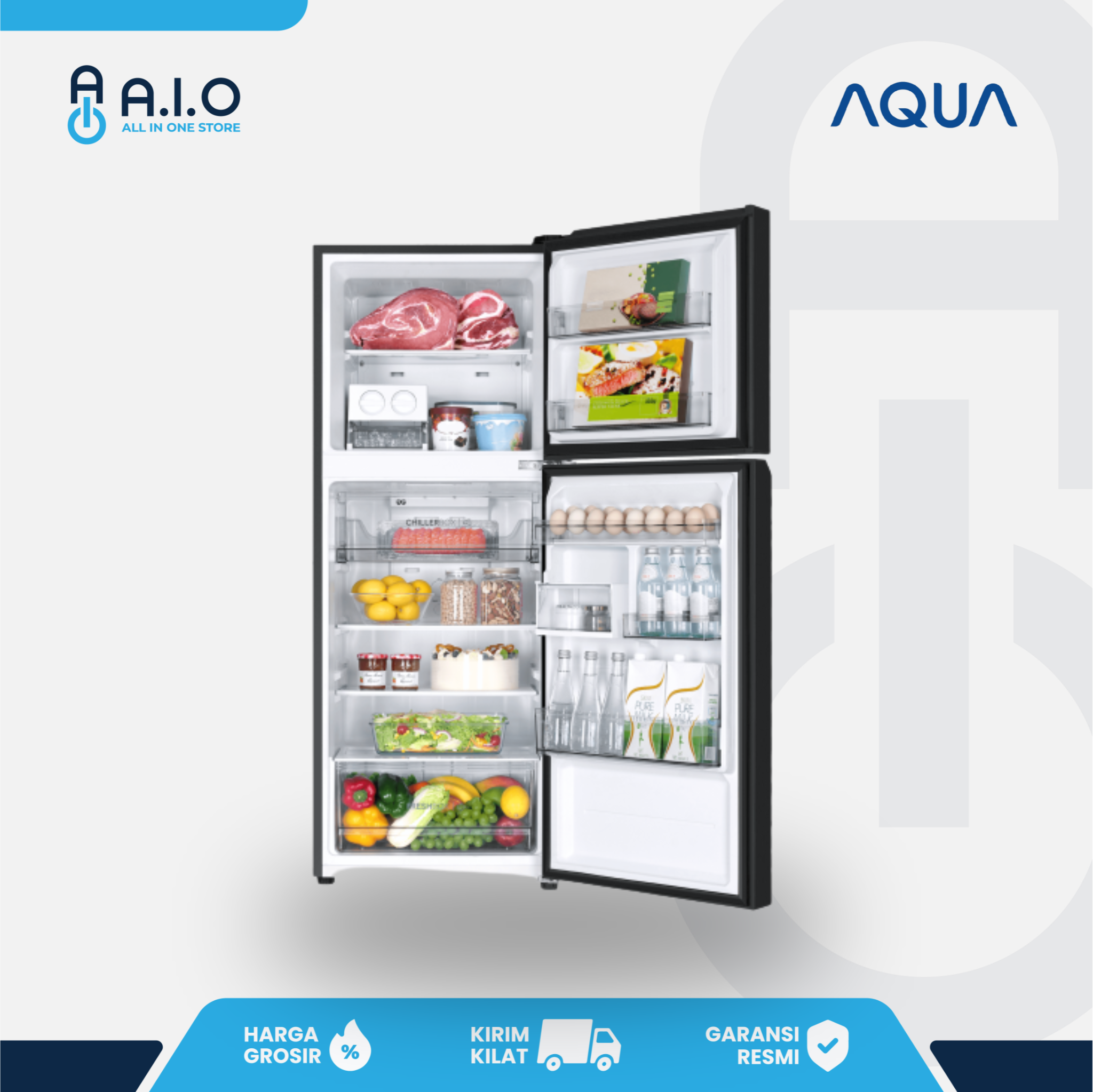 AQUA - KULKAS 2 PINTU INVERTER 205 L - AQR-DTM265RAP(FB) 5 AQUA - KULKAS 2 PINTU INVERTER 205 L - AQR-DTM265RAP(FB) - Gambar 4