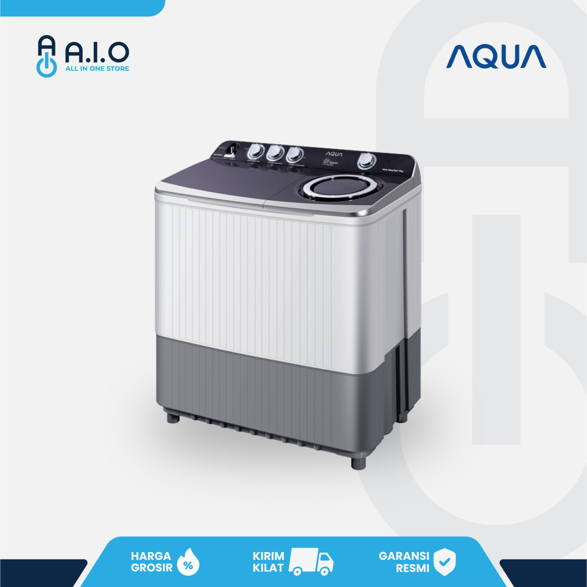 AQUA - MESIN CUCI 2 TABUNG 10 KG - QW 1030HT 3 AQUA - MESIN CUCI 2 TABUNG 10 KG - QW 1030HT - Gambar 2