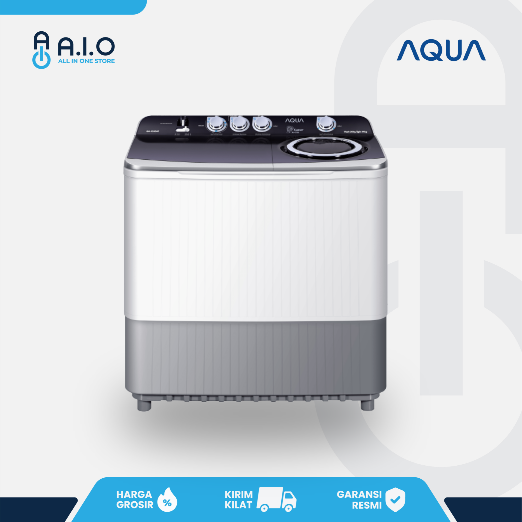 AQUA - MESIN CUCI 2 TABUNG 10 KG - QW 1030HT 4 AQUA - MESIN CUCI 2 TABUNG 10 KG - QW 1030HT - Gambar 3