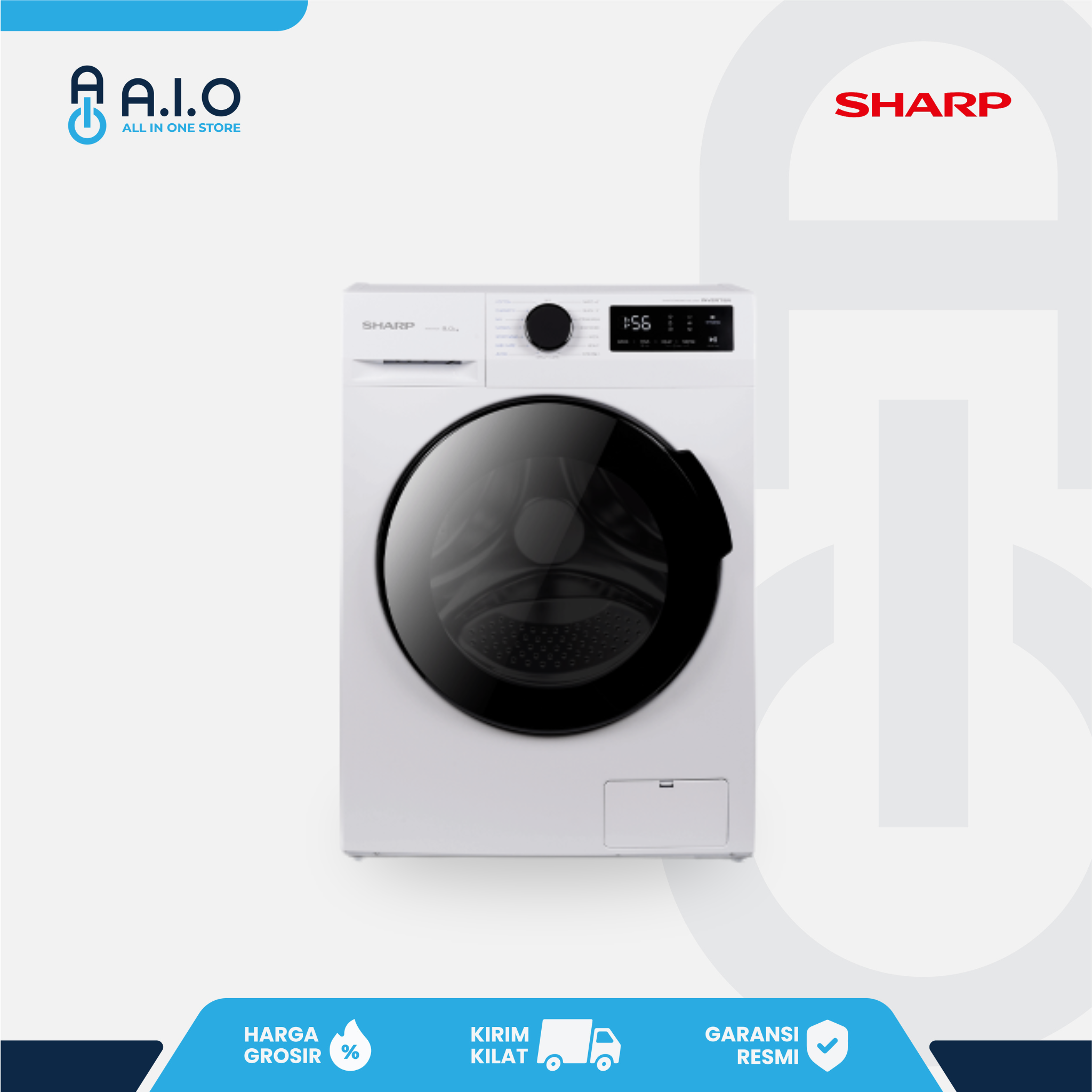 SHARP - MESIN CUCI FRONT LOADING 8 KG - ES FL1480MWX 1 ES-FL1480MWX