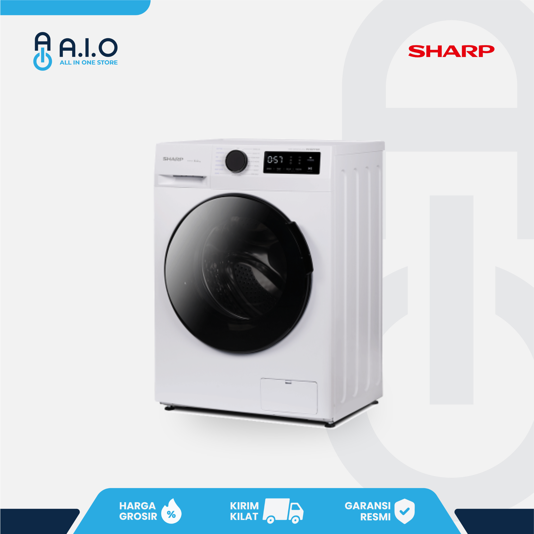 SHARP - MESIN CUCI FRONT LOADING 8 KG - ES FL1480MWX 3 SHARP - MESIN CUCI FRONT LOADING 8 KG - ES FL1480MWX - Gambar 2