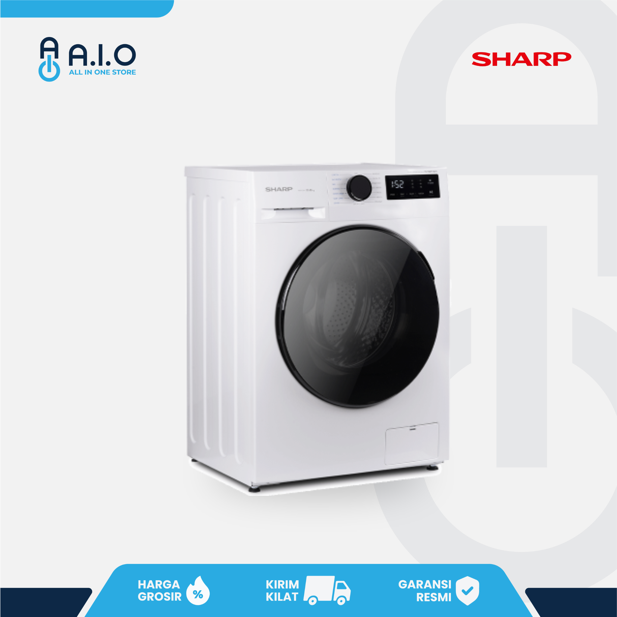 SHARP - MESIN CUCI FRONT LOADING 8 KG - ES FL1480MWX 4 SHARP - MESIN CUCI FRONT LOADING 8 KG - ES FL1480MWX - Gambar 3