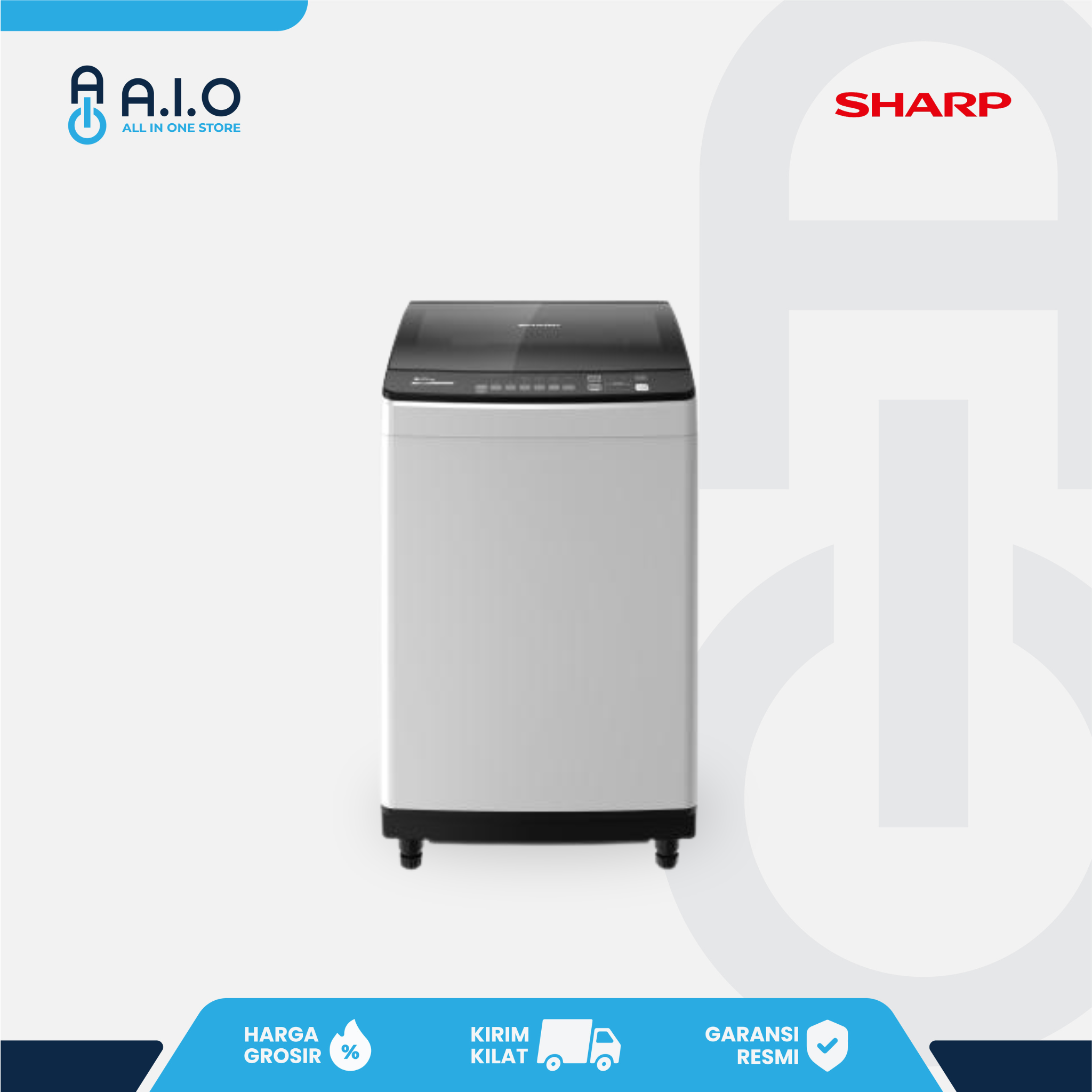 SHARP - MESIN CUCI TOP LOADING 9 KG - ES M9000T GG 1 ES-M9000T-GG
