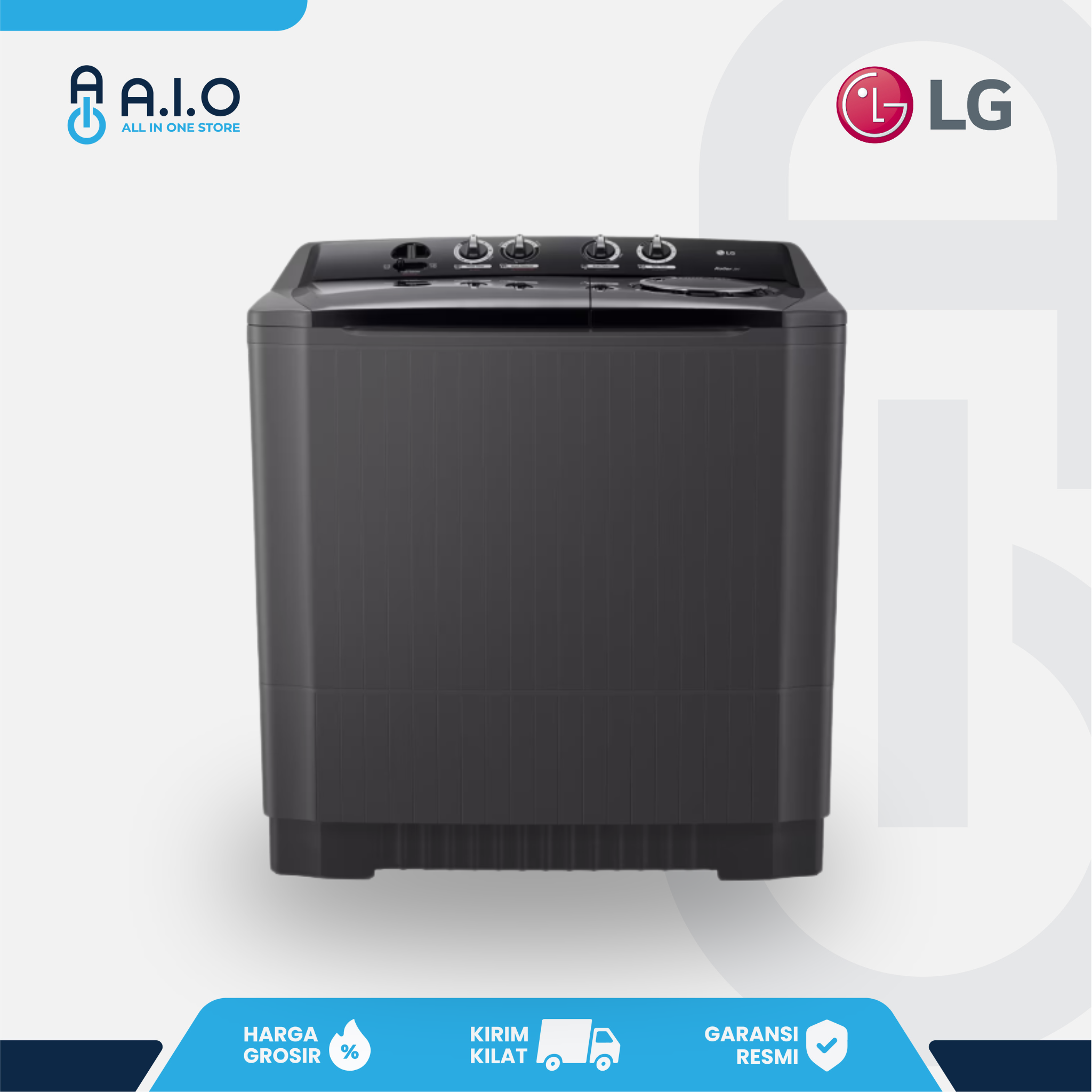LG - MESIN CUCI 2 TABUNG 15 KG - P1500RTM 1 P1500RTM New front