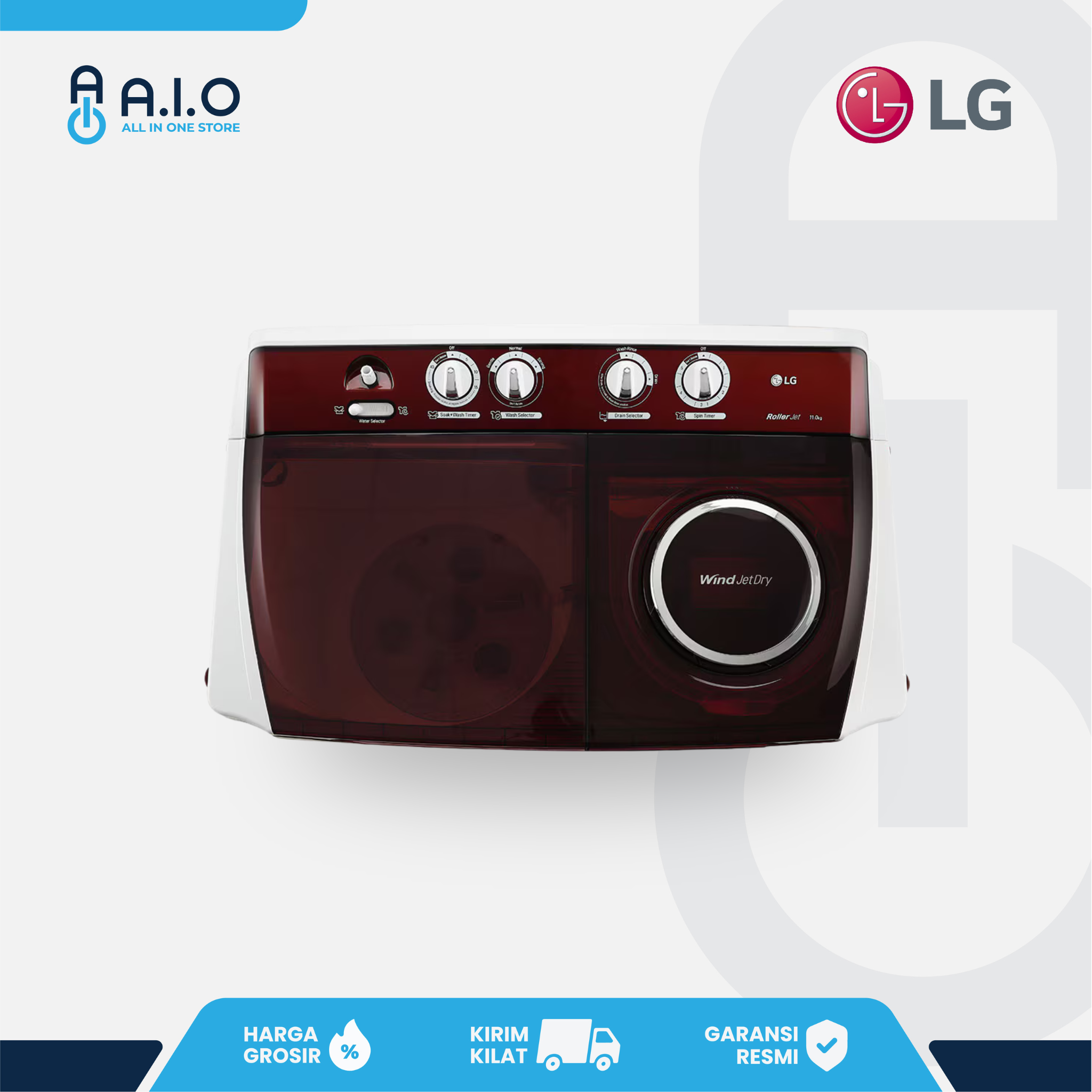 LG - MESIN CUCI 2 TABUNG 9 KG - P9050RTB 5 LG - MESIN CUCI 2 TABUNG 9 KG - P9050RTB - Gambar 4