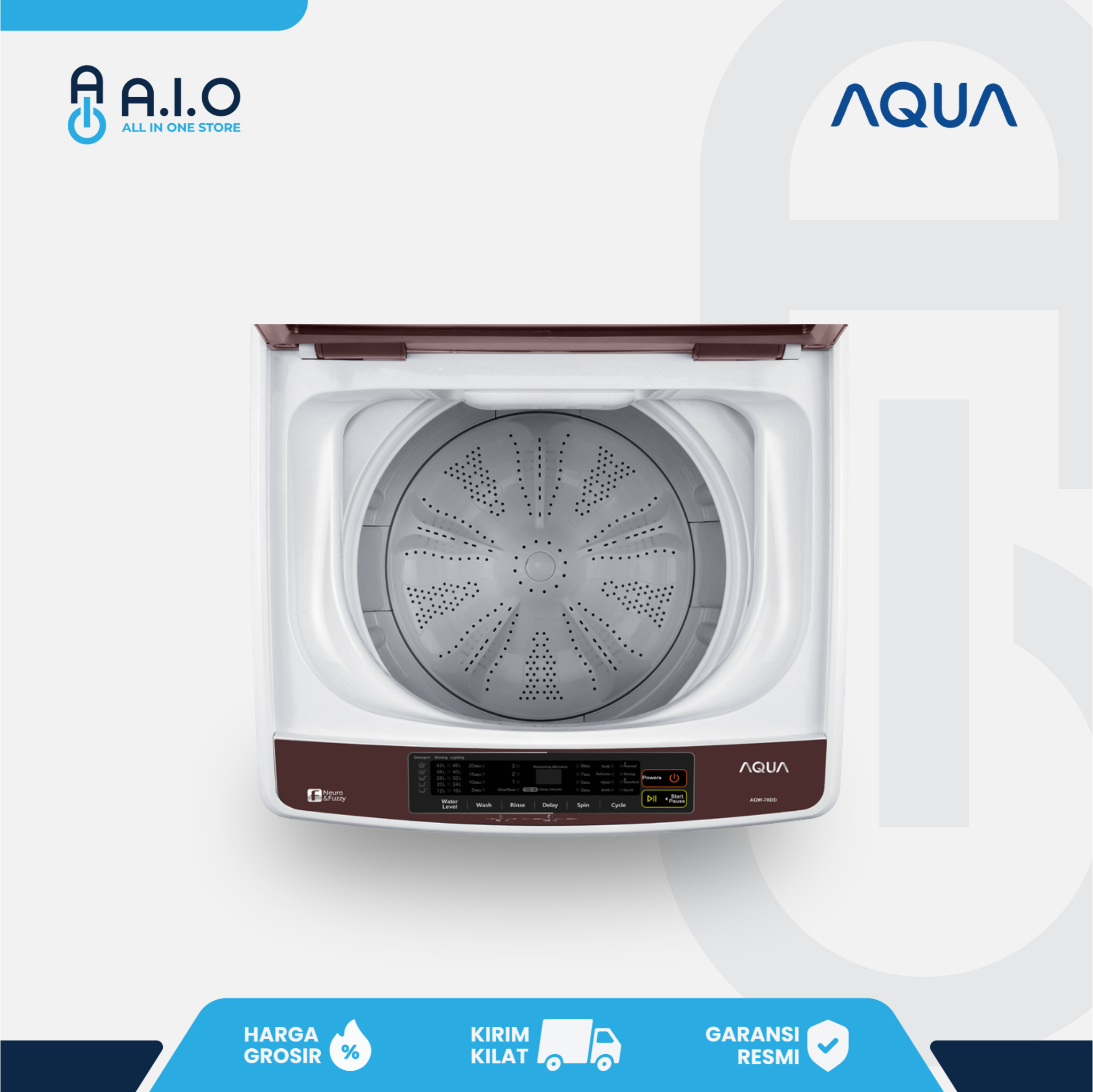 AQUA - MESIN CUCI TOP LOADING 7 KG - AQW 78DD(BK) 5 AQUA - MESIN CUCI TOP LOADING 7 KG - AQW 78DD(BK) - Gambar 4