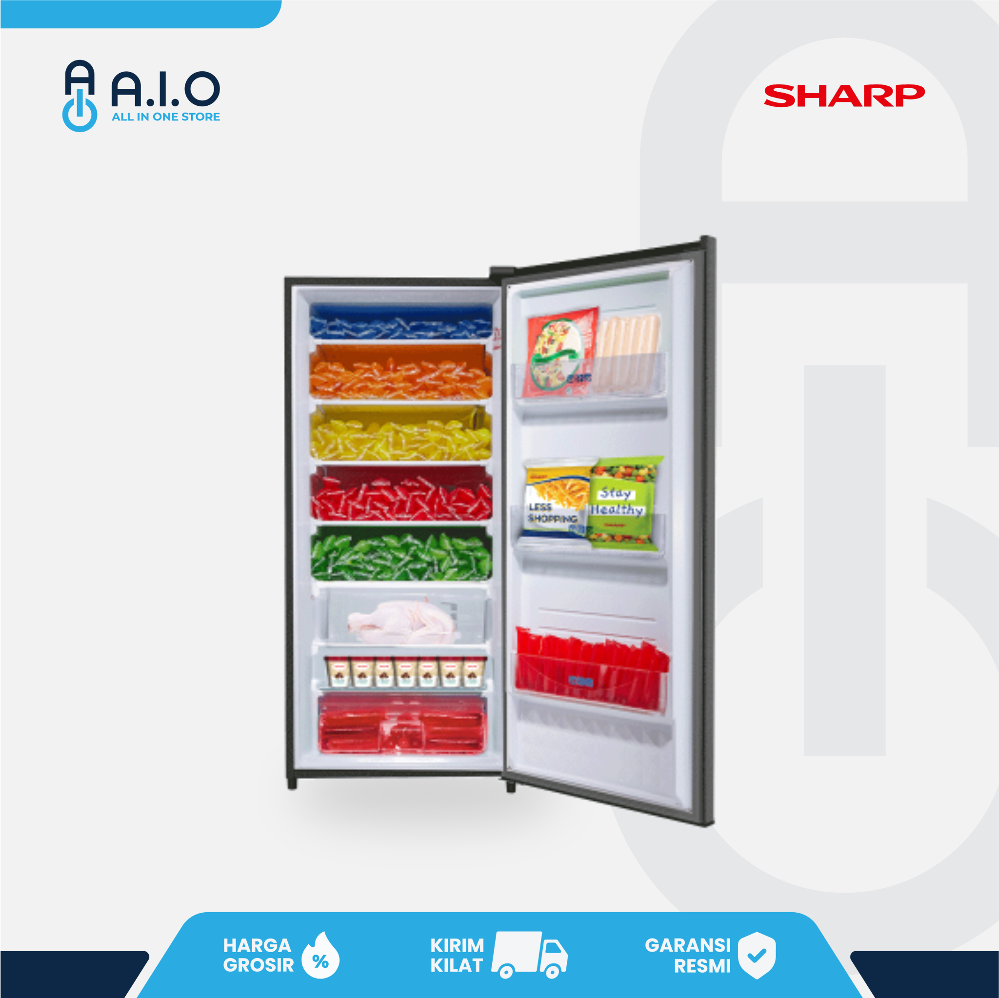 SHARP - KULKAS FREEZER 6 RAK 158 L - FJ M186A HS 5 SHARP - KULKAS FREEZER 6 RAK 158 L - FJ M186A HS - Gambar 4