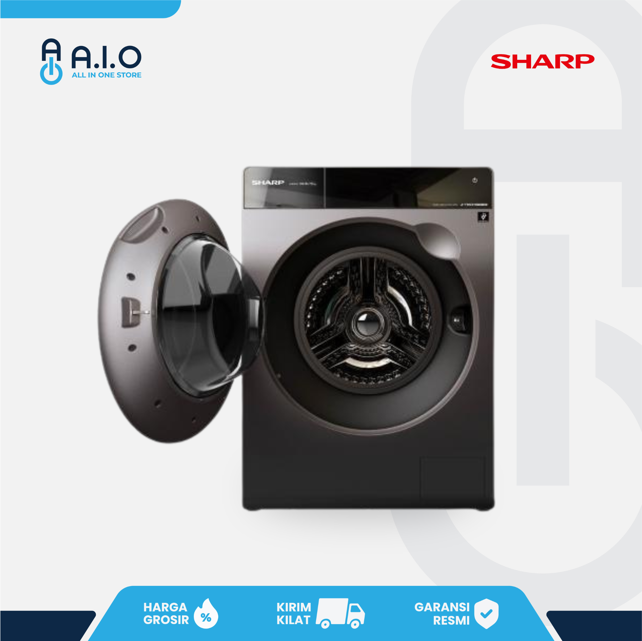 SHARP - MESIN CUCI FRONT LOADING 10.5 KG - ES FL1410DPX 5 ES-FL1410DPX