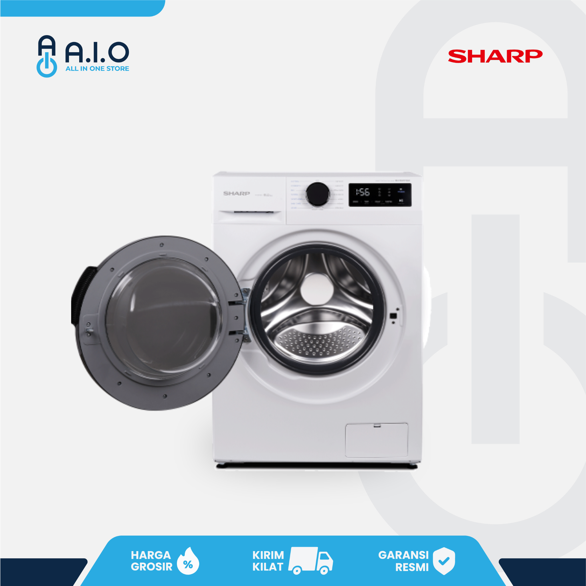 SHARP - MESIN CUCI FRONT LOADING 8 KG - ES FL1480MWX 6 SHARP - MESIN CUCI FRONT LOADING 8 KG - ES FL1480MWX - Gambar 5