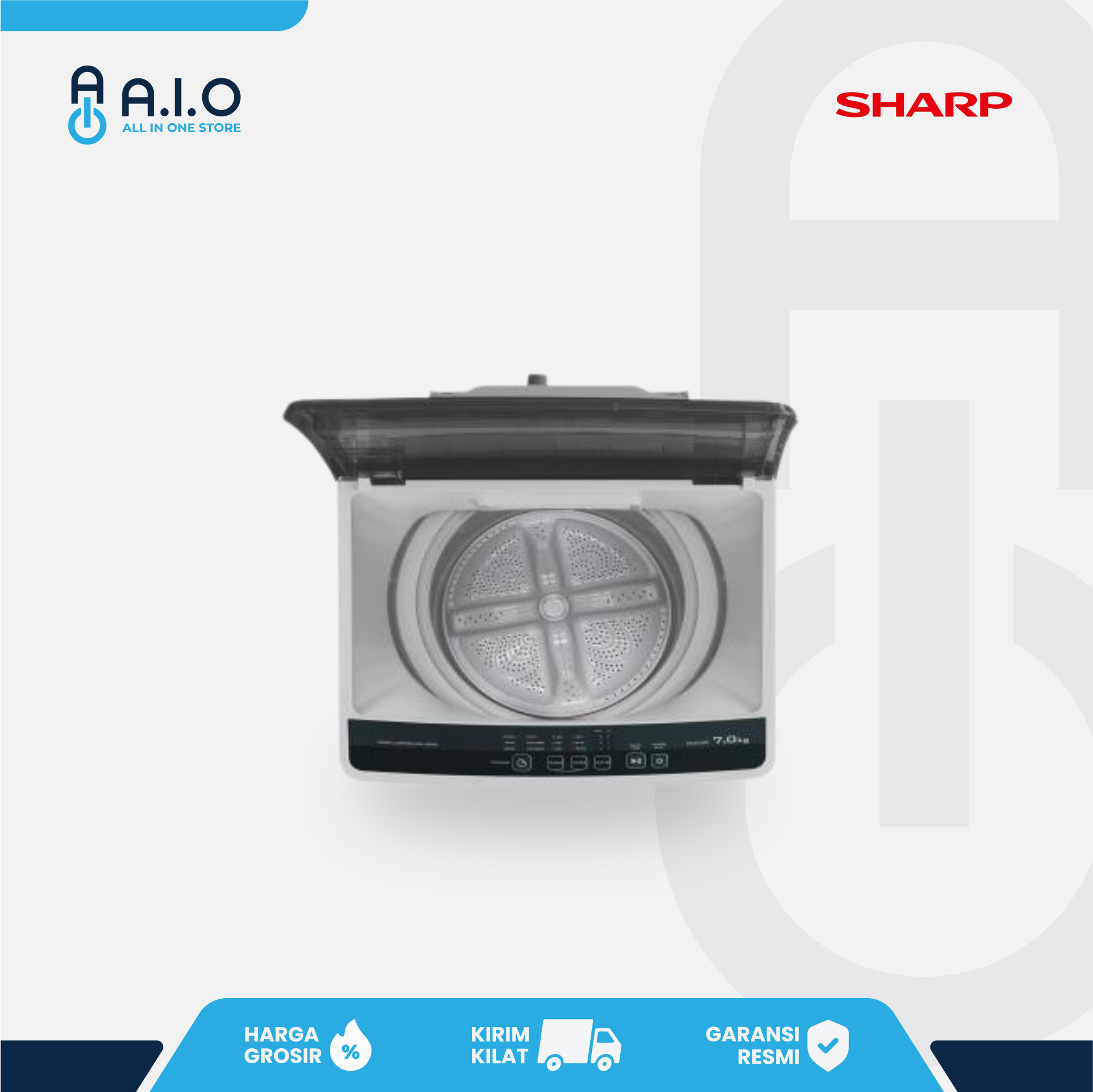 SHARP - MESIN CUCI TOP LOADING 8 KG - ES M8000P GG 4 SHARP - MESIN CUCI TOP LOADING 8 KG - ES M8000P GG - Gambar 3