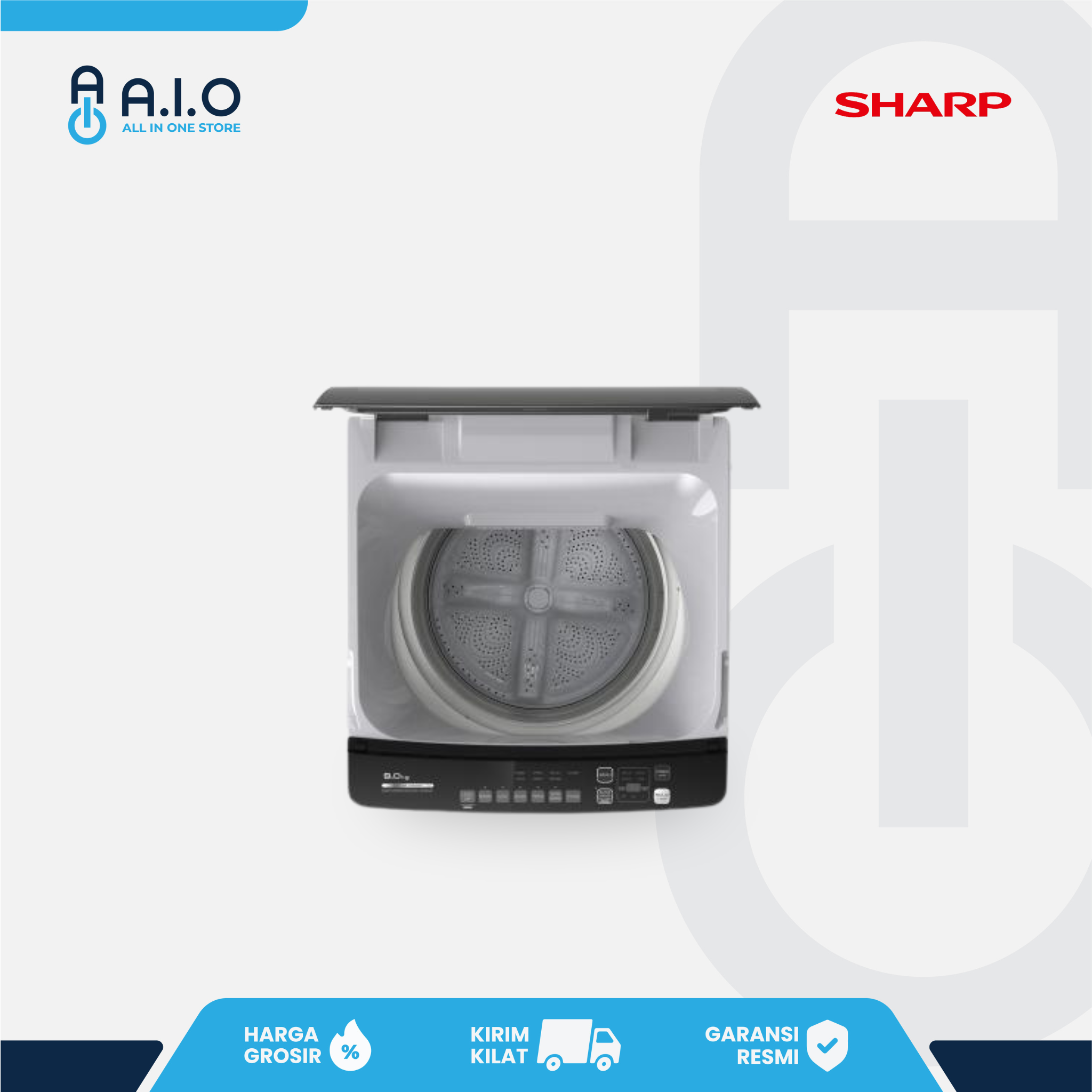 SHARP - MESIN CUCI TOP LOADING 9 KG - ES M9000T GG 4 SHARP - MESIN CUCI TOP LOADING 9 KG - ES M9000T GG - Gambar 3