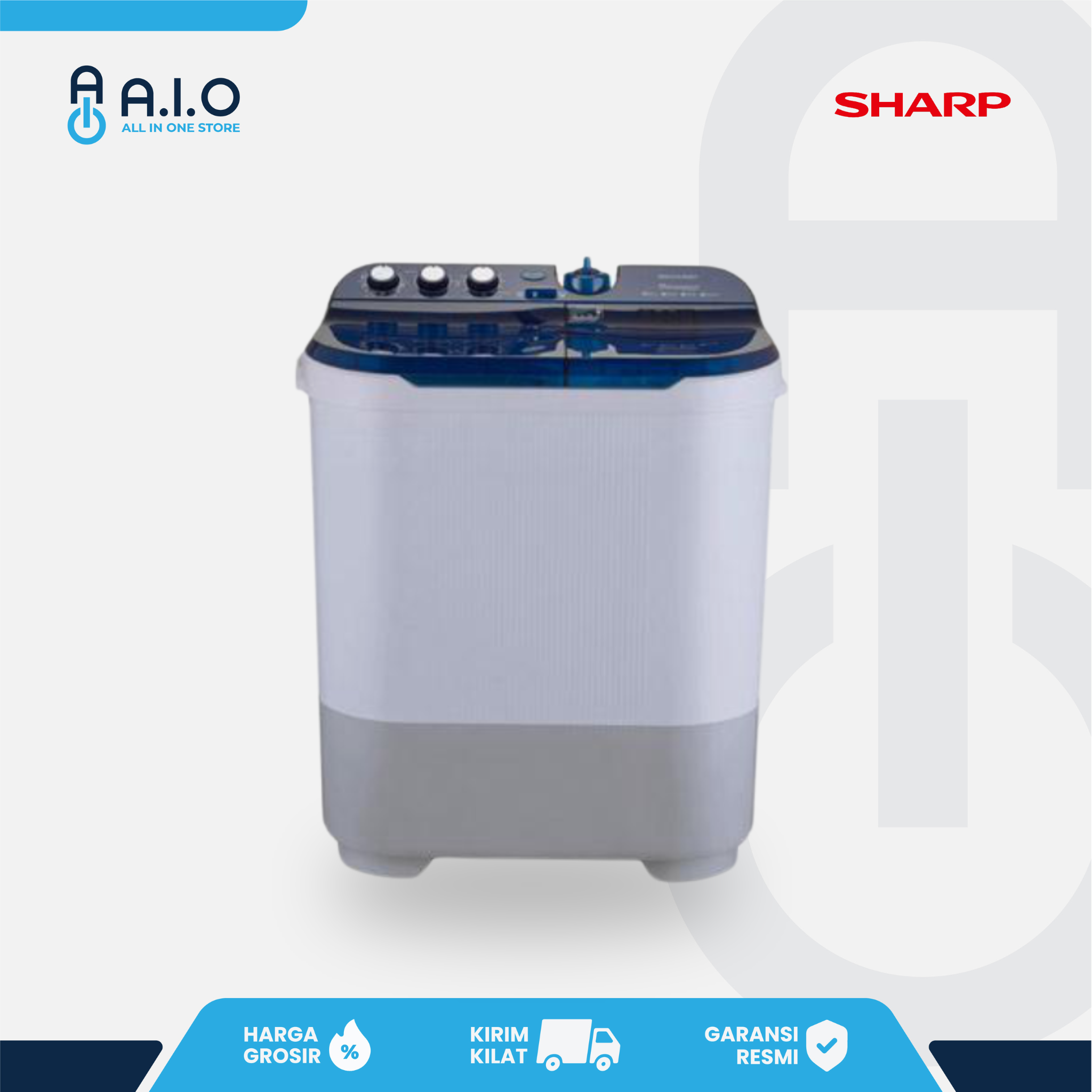 SHARP - MESIN CUCI 2 TABUNG 10 KG - ES T1090 BK