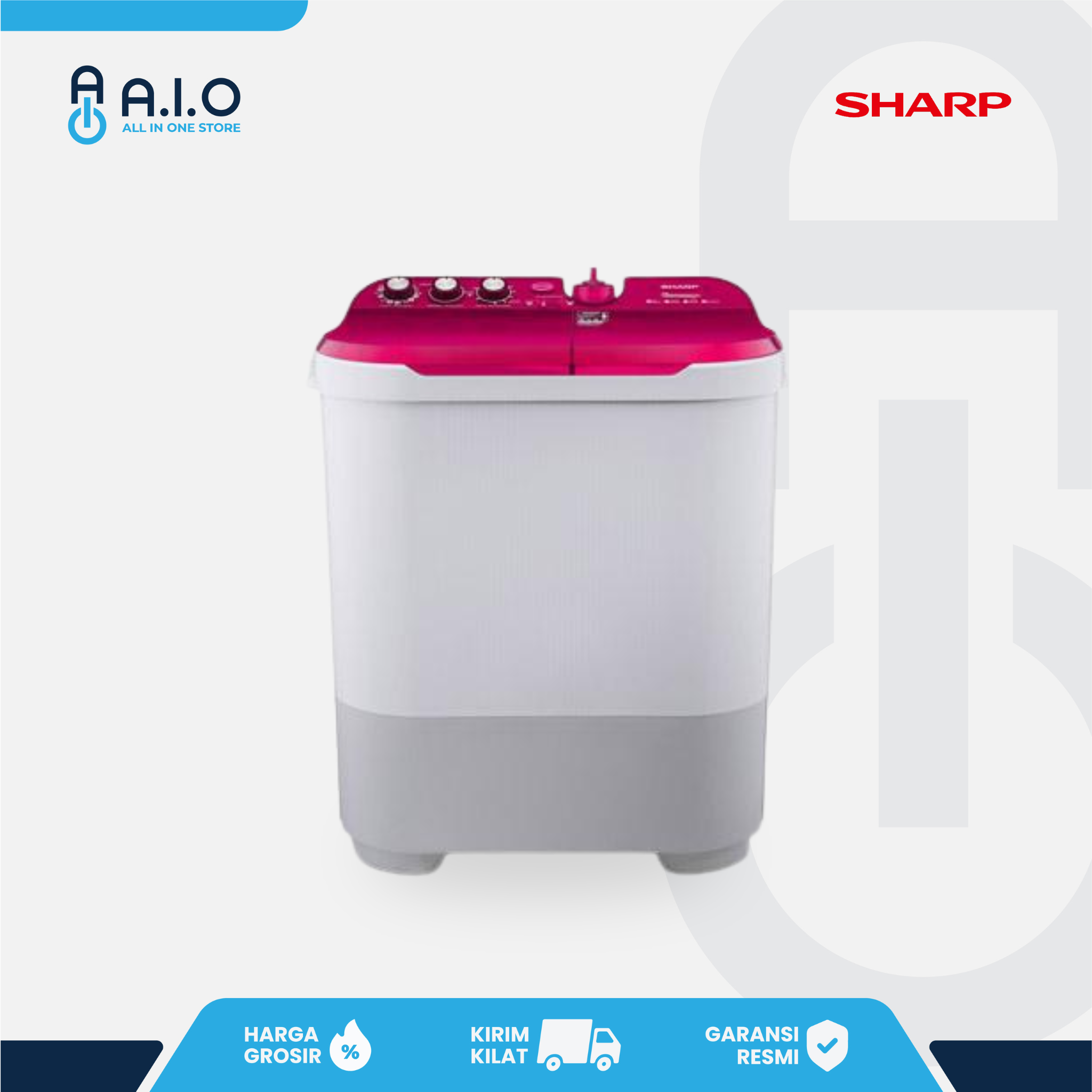 SHARP - MESIN CUCI 2 TABUNG 10 KG - ES T1090 PK