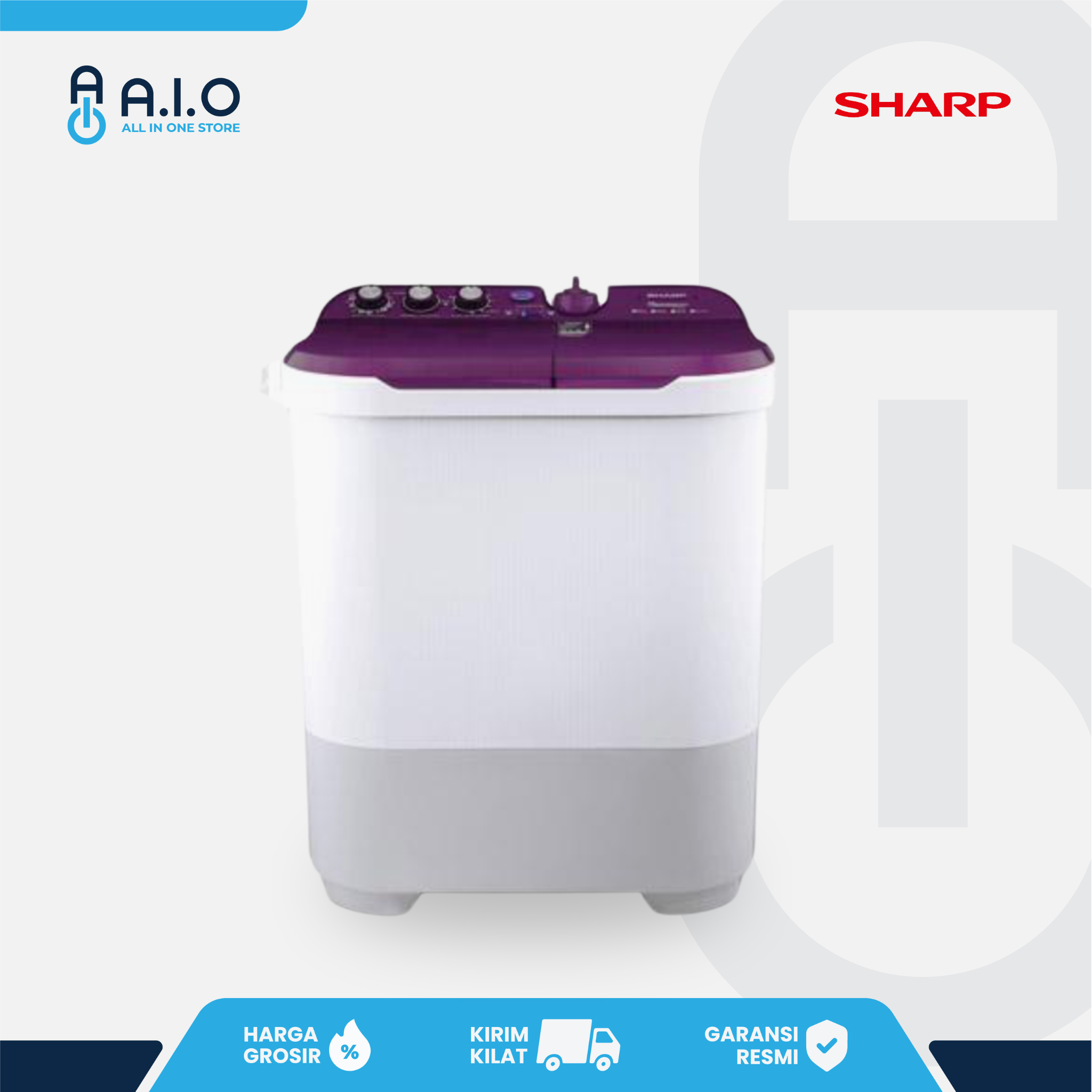 SHARP - MESIN CUCI 2 TABUNG 10 KG - ES T1090 VK