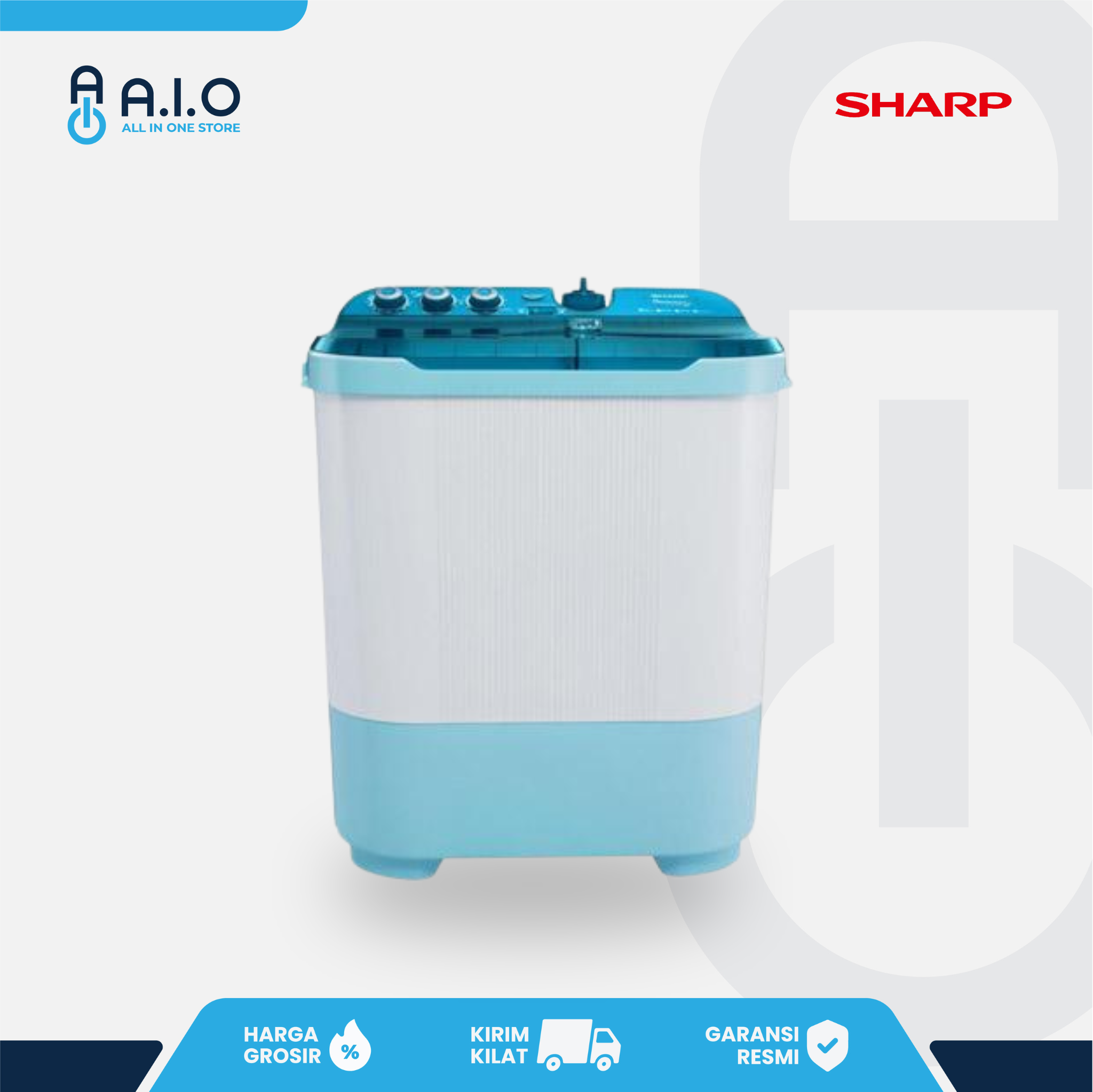 SHARP - MESIN CUCI 2 TABUNG 11 KG - ES T1270SJ BL