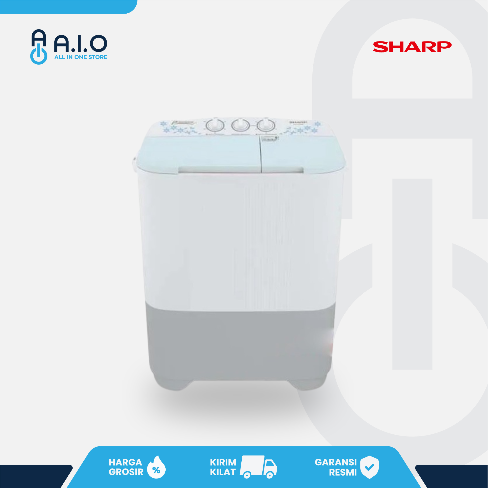 SHARP - MESIN CUCI 2 TABUNG 7 KG - ES T70MW BL