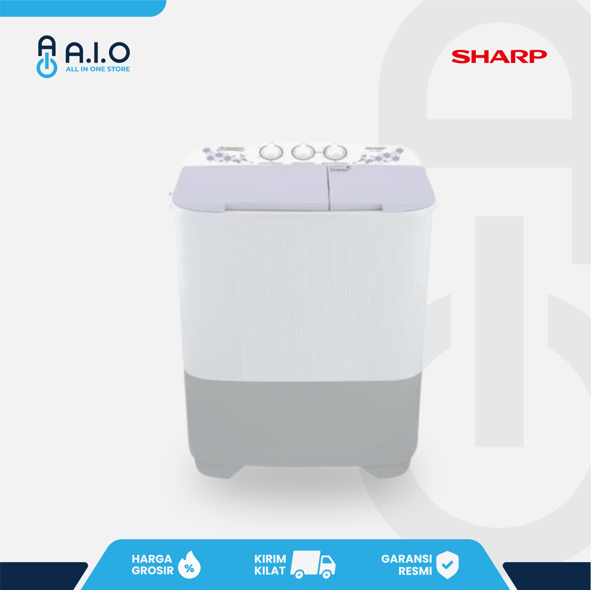 SHARP - MESIN CUCI 2 TABUNG 7 KG - ES T70MW LC