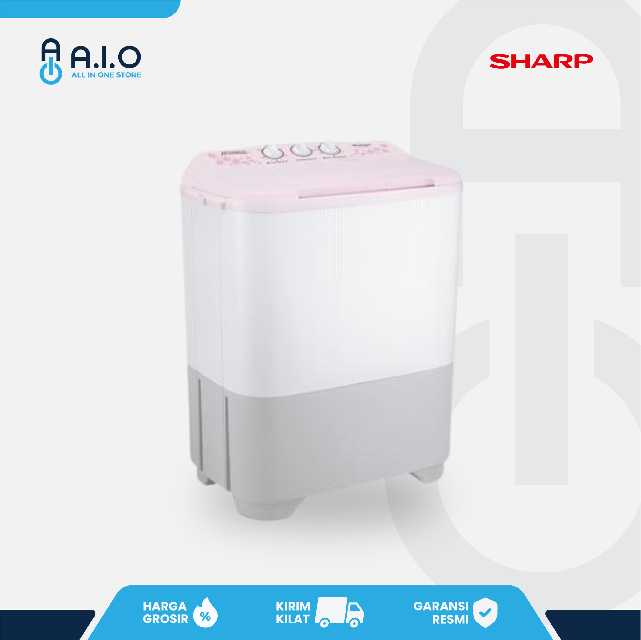 SHARP - MESIN CUCI 2 TABUNG 7 KG - ES T70MW PK
