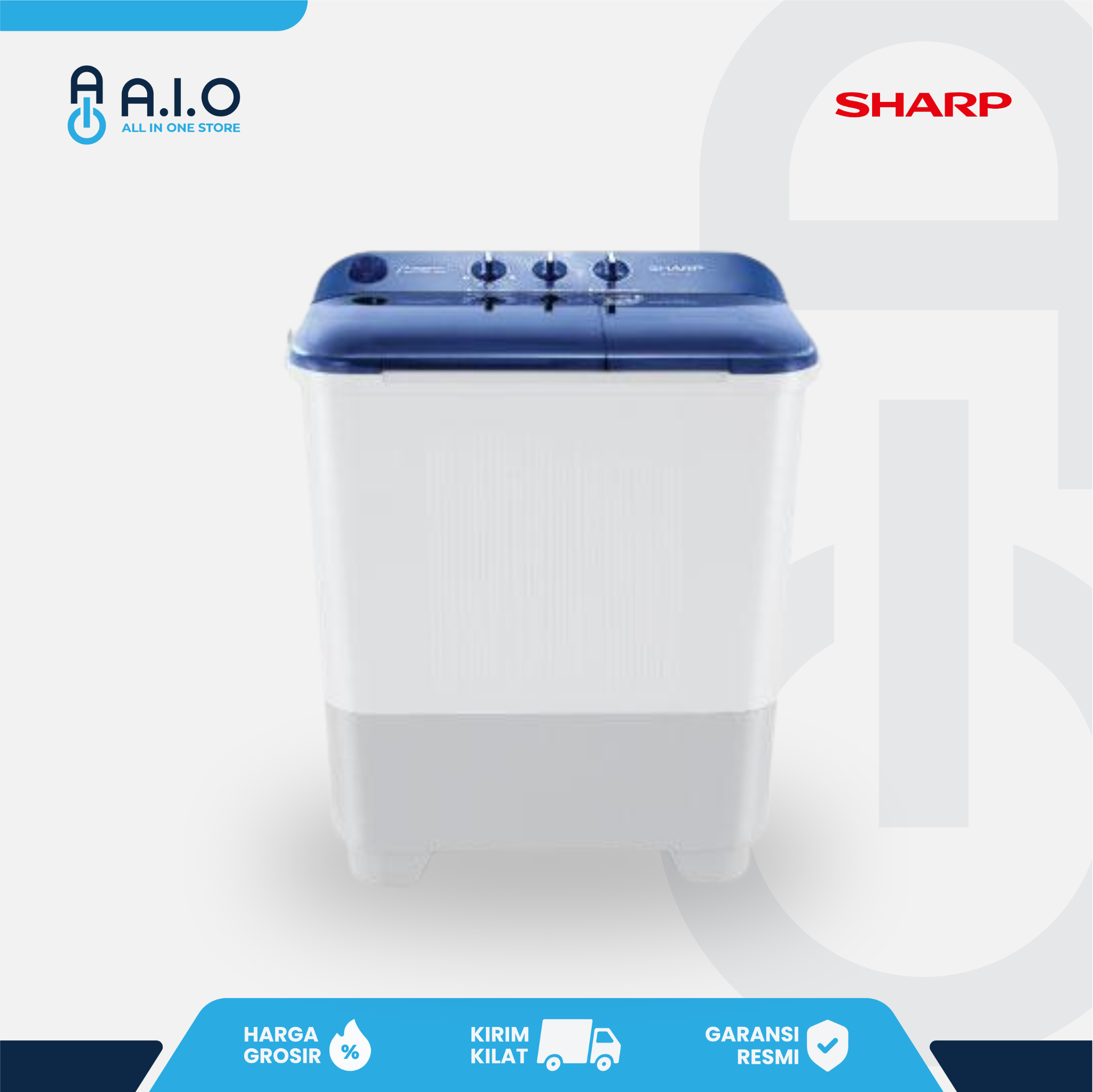 SHARP - MESIN CUCI 2 TABUNG 7.5 KG - ES T75NT BL