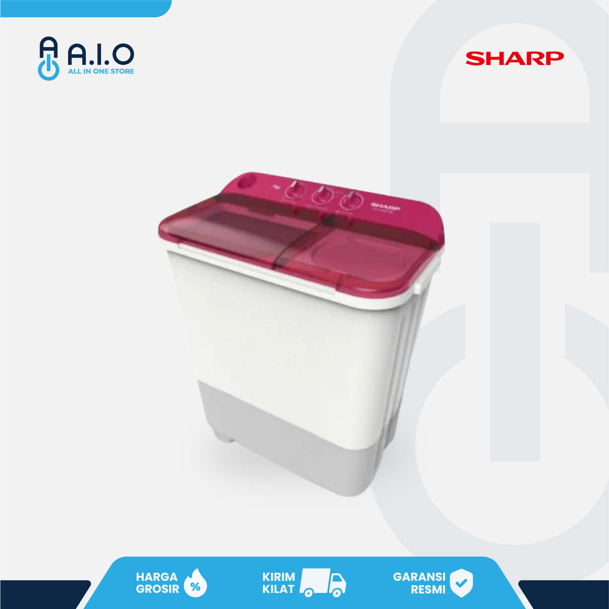 SHARP - MESIN CUCI 2 TABUNG 7.5 KG - ES T75NT PK