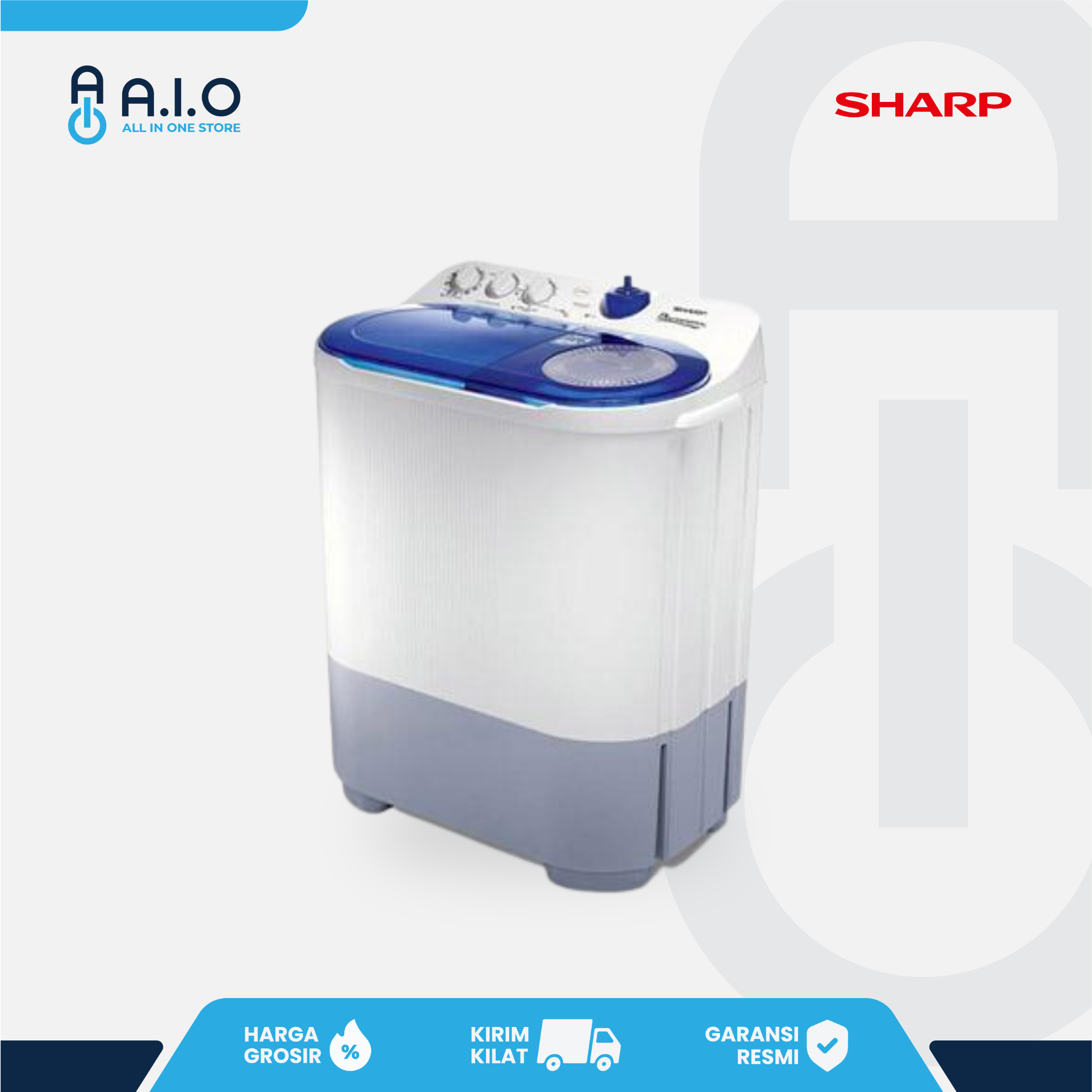 SHARP - MESIN CUCI 2 TABUNG 7 KG - ES T77DA BK