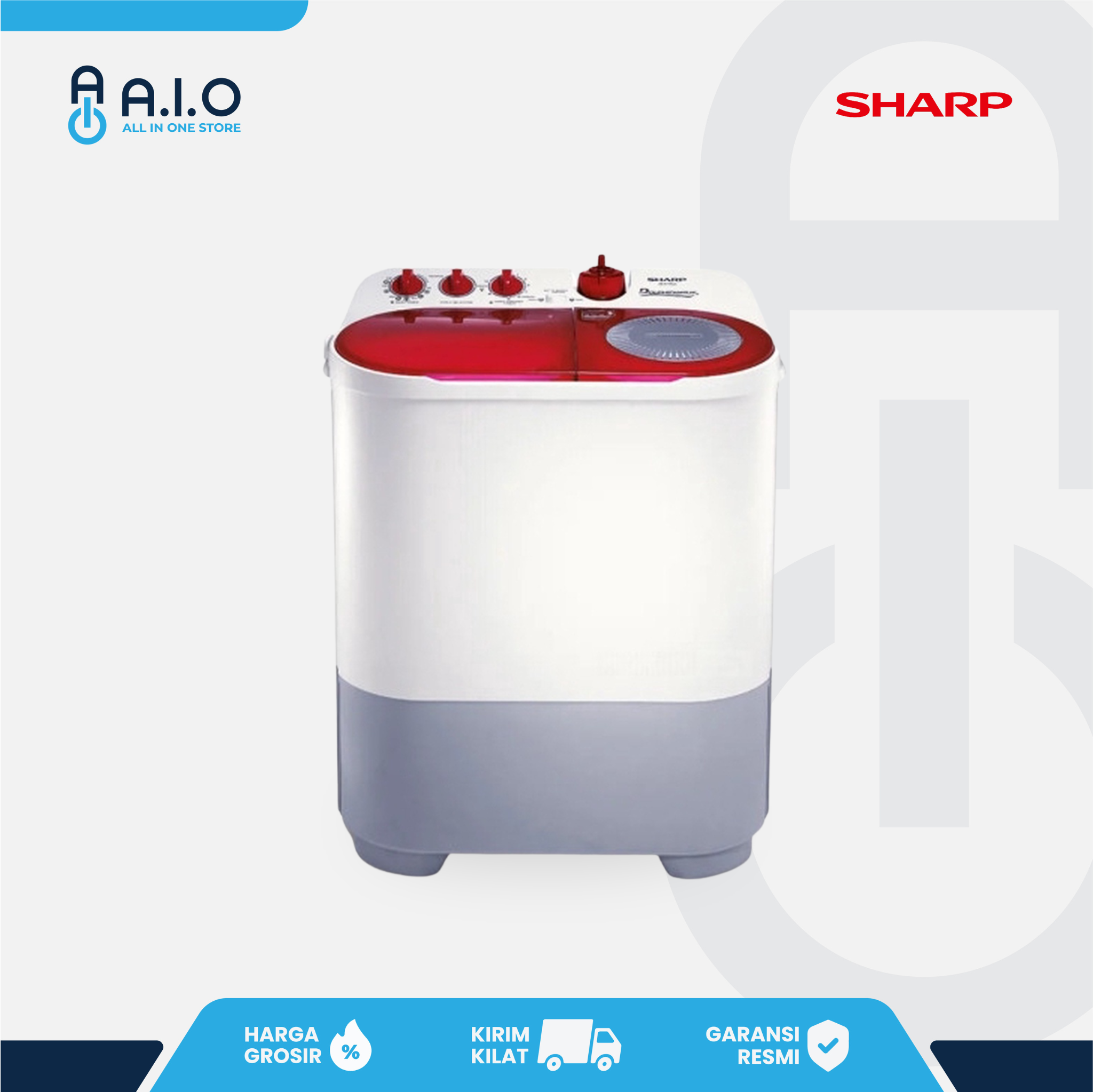 SHARP - MESIN CUCI 2 TABUNG 7 KG - ES T77DA RK