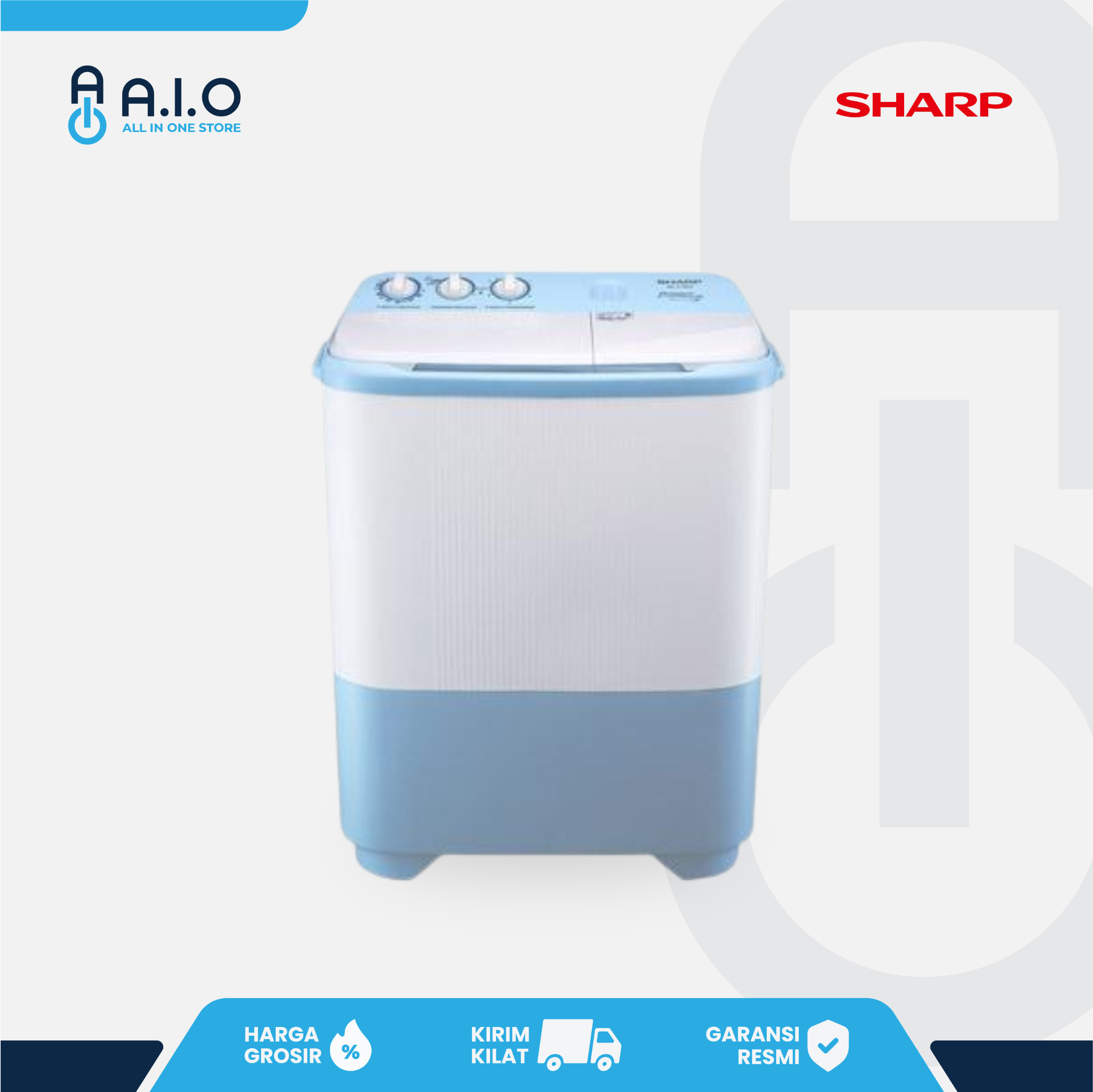SHARP - MESIN CUCI 2 TABUNG 7.5 KG - ES T79SJ BL