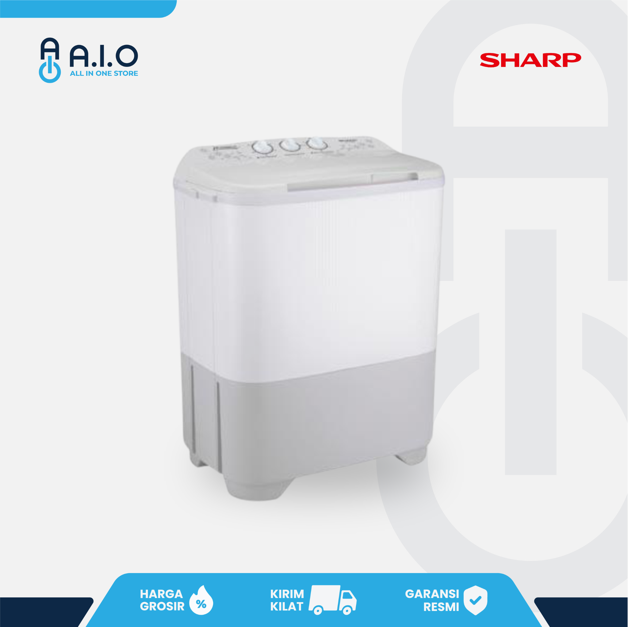 SHARP - MESIN CUCI 2 TABUNG 7 KG - ES T80MW HK