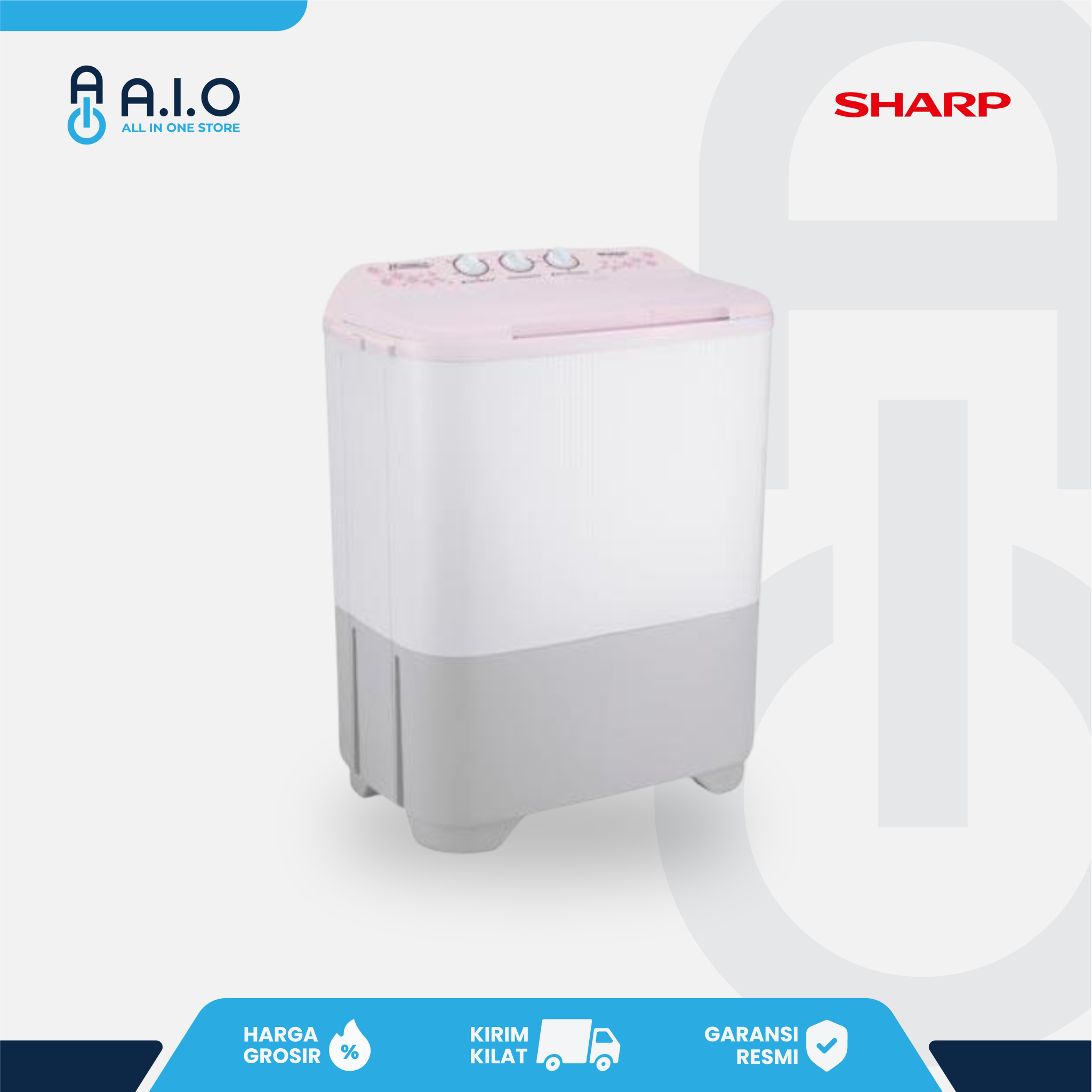 SHARP - MESIN CUCI 2 TABUNG 7 KG - ES T80MW PK