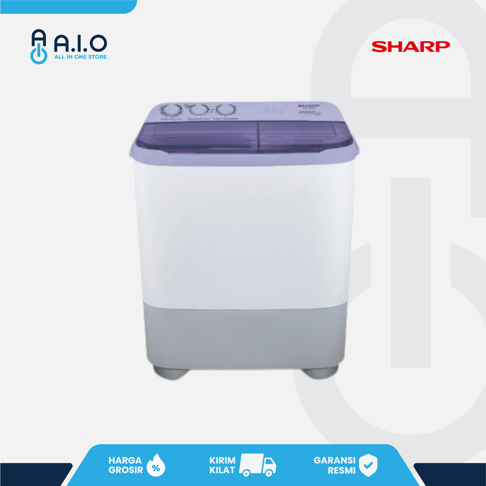 SHARP - MESIN CUCI 2 TABUNG 8 KG - ES T85NT LC