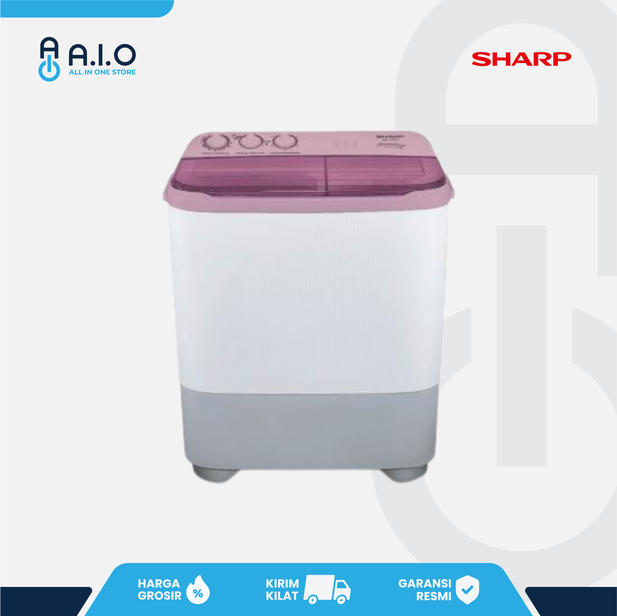 SHARP - MESIN CUCI 2 TABUNG 8 KG - ES T85NT PK