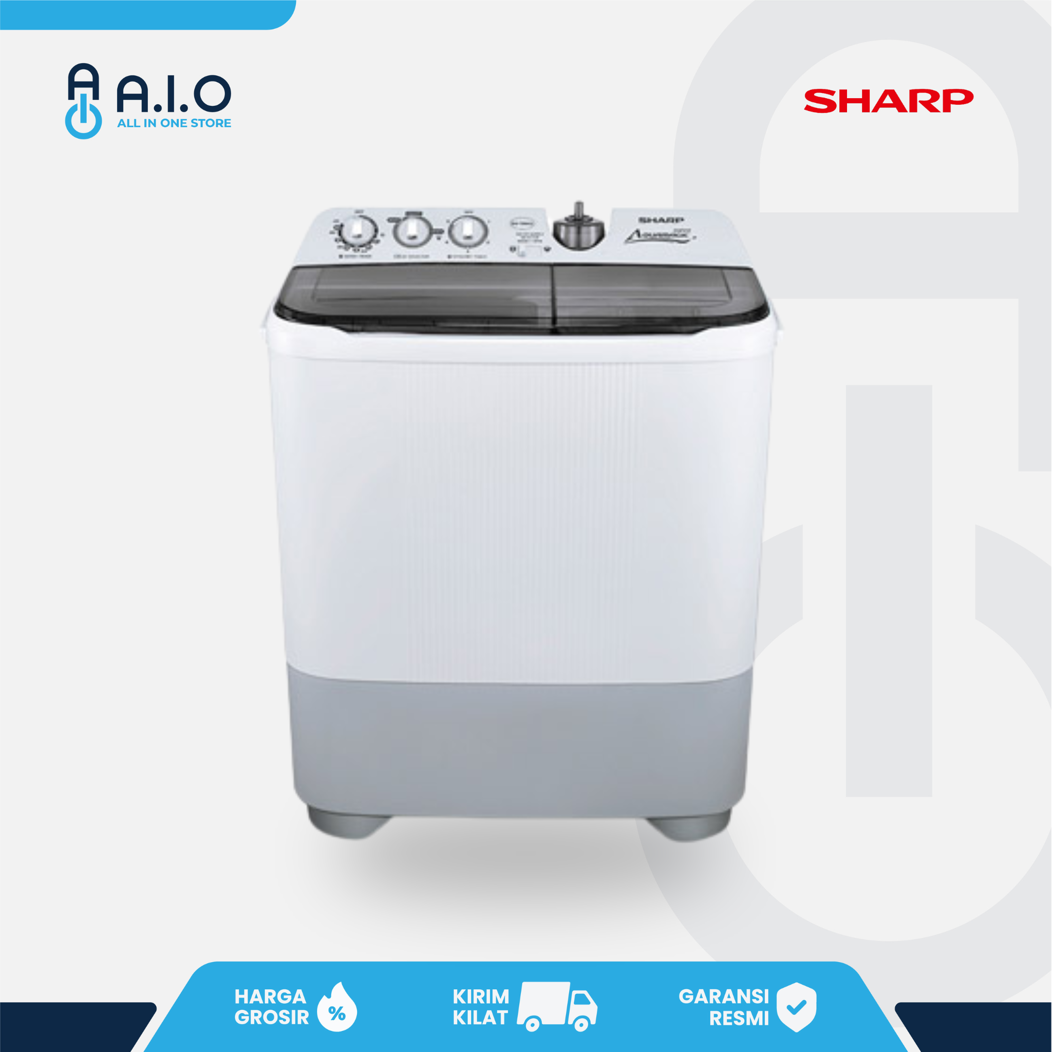 SHARP - MESIN CUCI 2 TABUNG 8 KG - ES T86CL HK