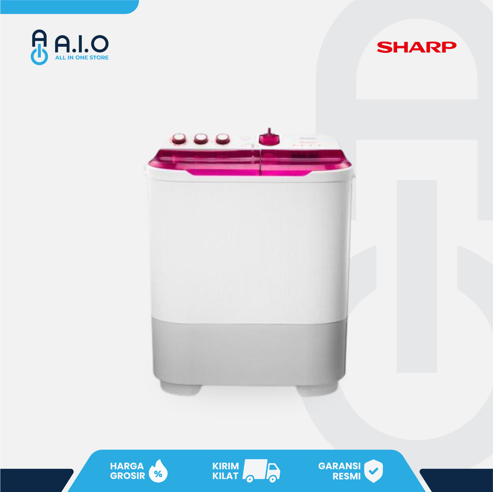 SHARP - MESIN CUCI 2 TABUNG 8.5 KG - ES T871DM PK