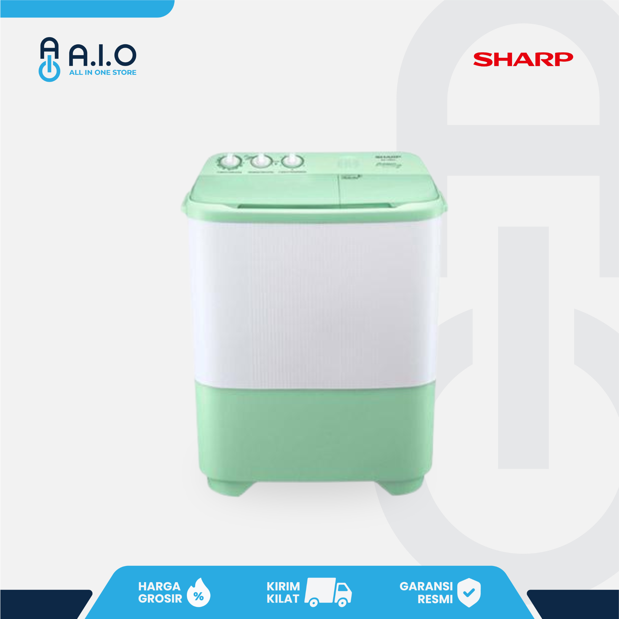 SHARP - MESIN CUCI 2 TABUNG 7.5 KG - ES T89SJ GR