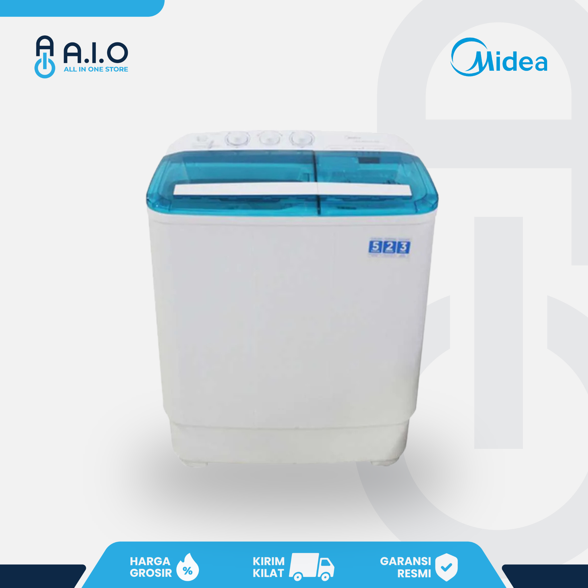 MIDEA - MESIN CUCI 2 TABUNG 6 KG - MTD78 P1301Q