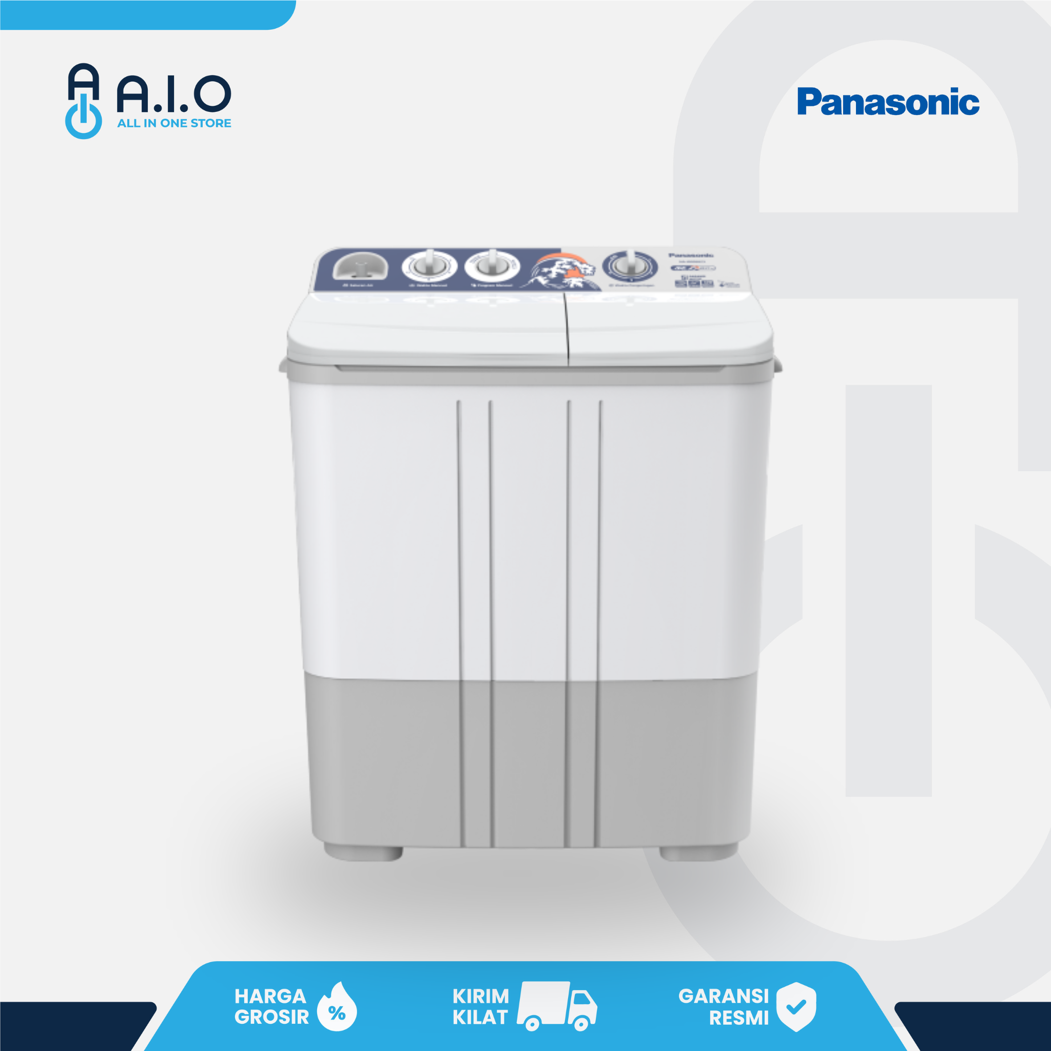 PANASONIC - MESIN CUCI 2 TABUNG 8 KG - NA W80BBZ3A