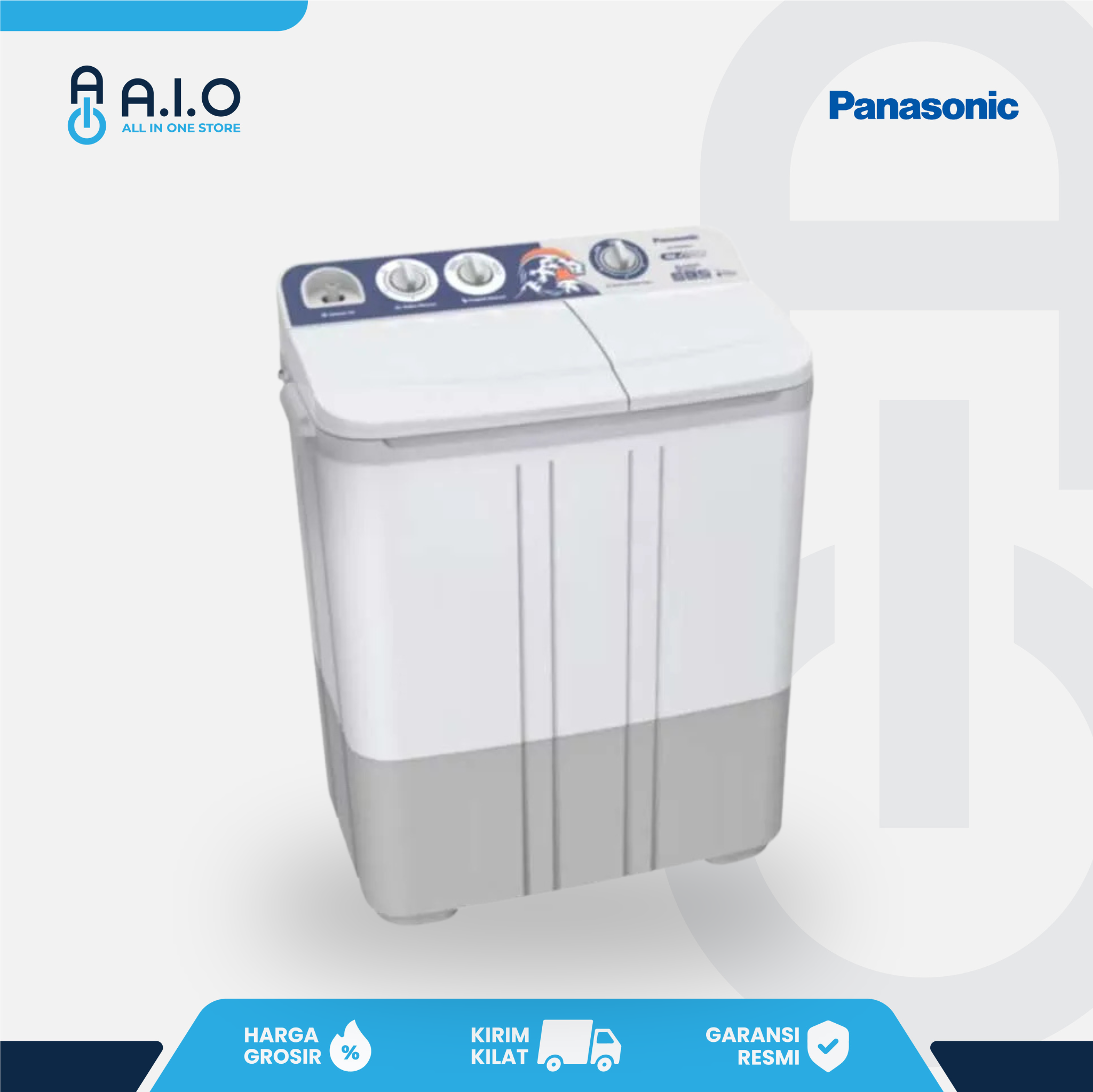 PANASONIC - MESIN CUCI 2 TABUNG 9 KG - NA W90BBZ3A