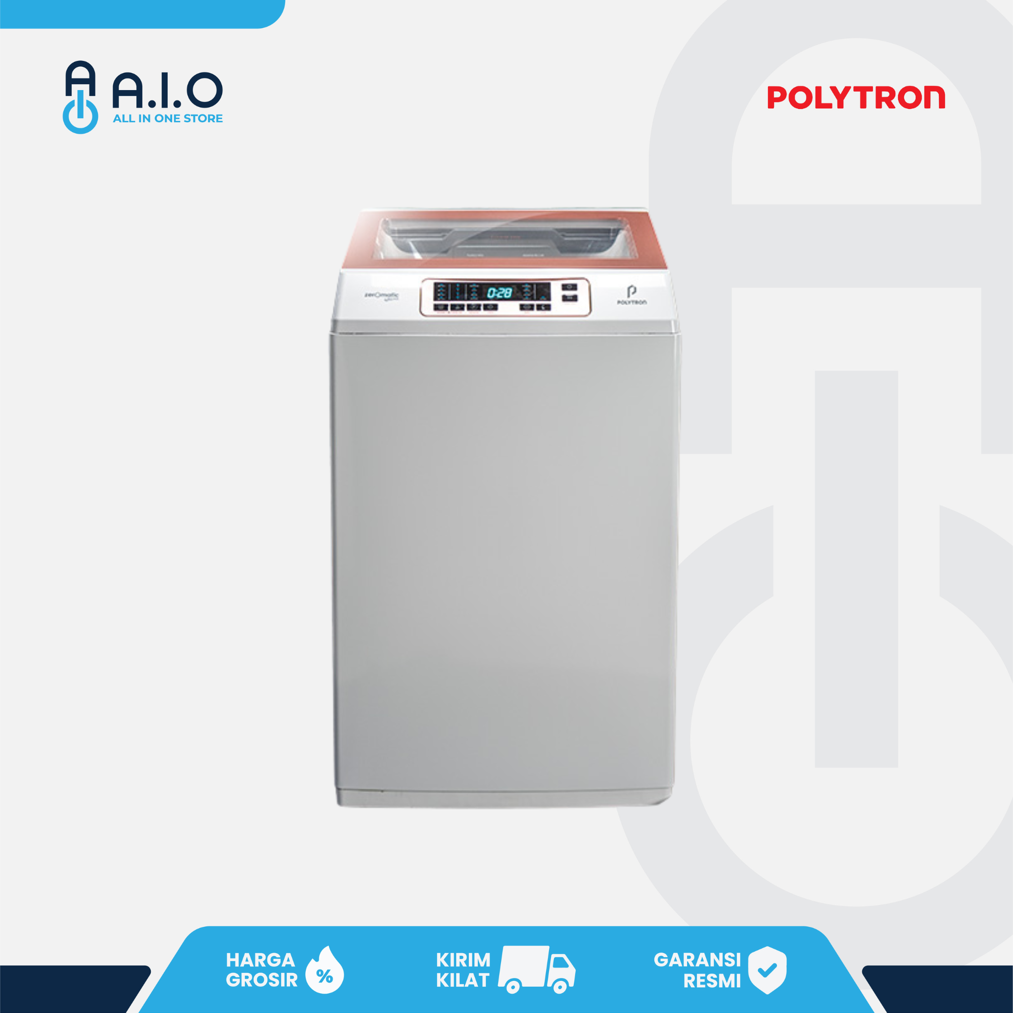 POLYTRON - MESIN CUCI TOP LOADING 10 KG - PAW 1028W