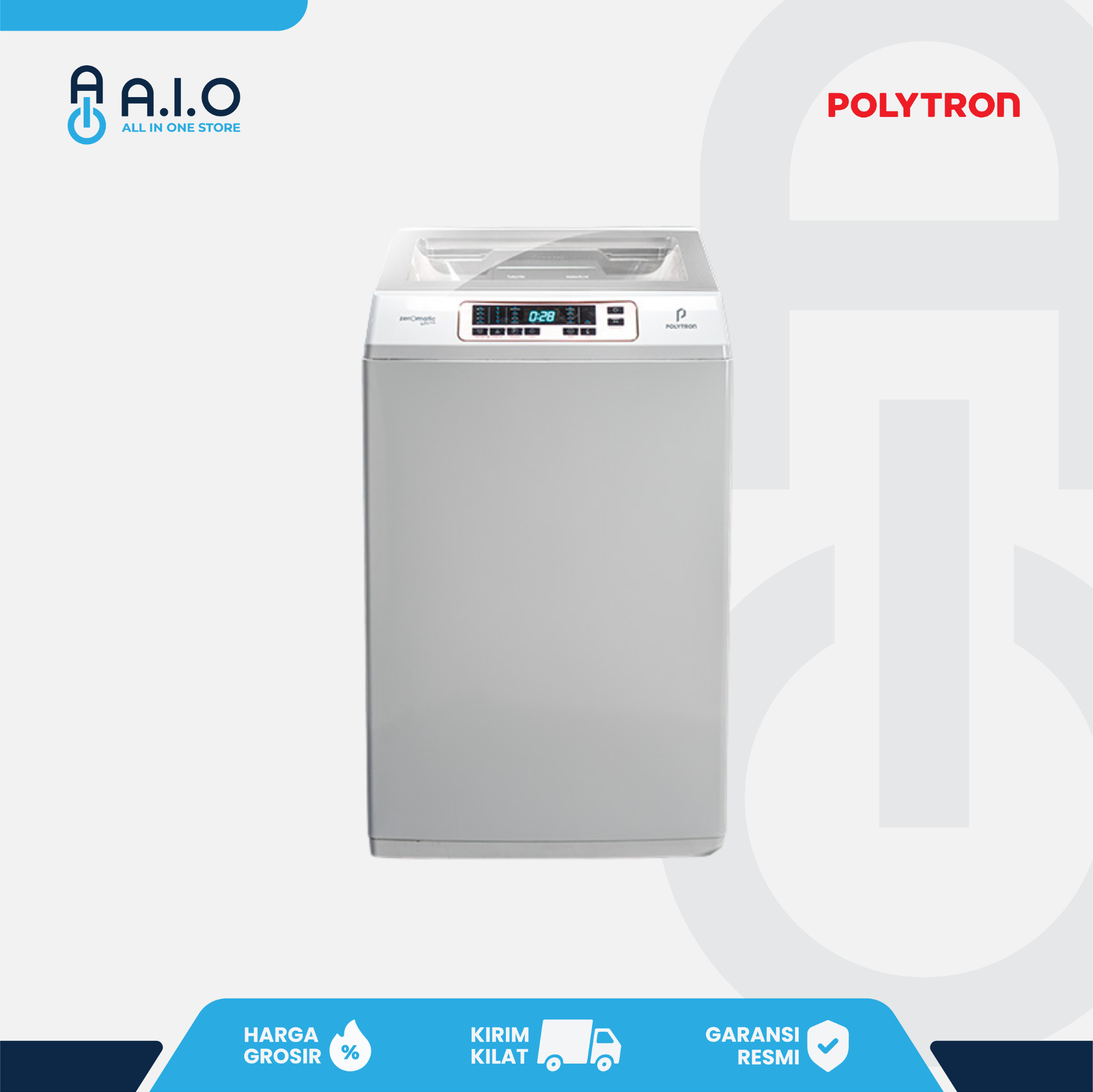 POLYTRON - MESIN CUCI TOP LOADING 7 KG - PAW 7028WL