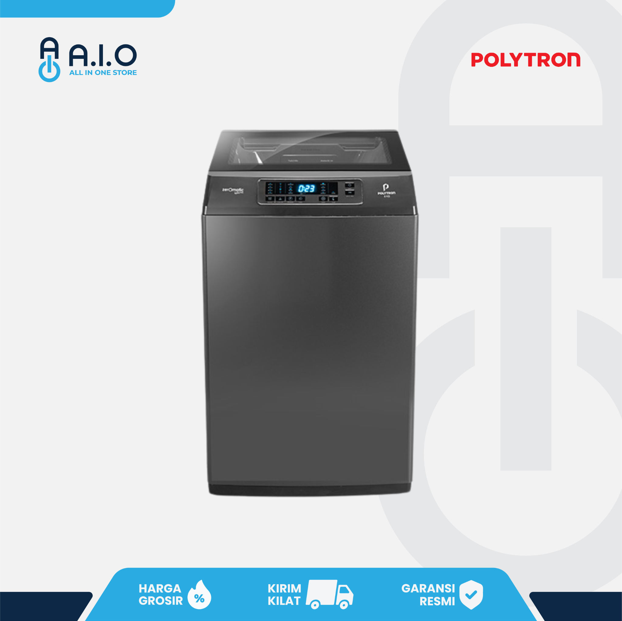 POLYTRON - MESIN CUCI TOP LOADING 9 KG - PAW 9028Y