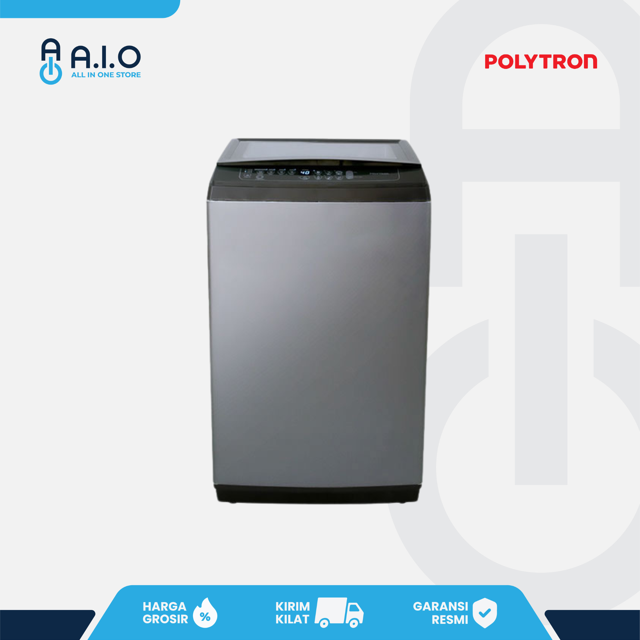 POLYTRON - MESIN CUCI TOP LOADING 9 KG - PAW 9029TY