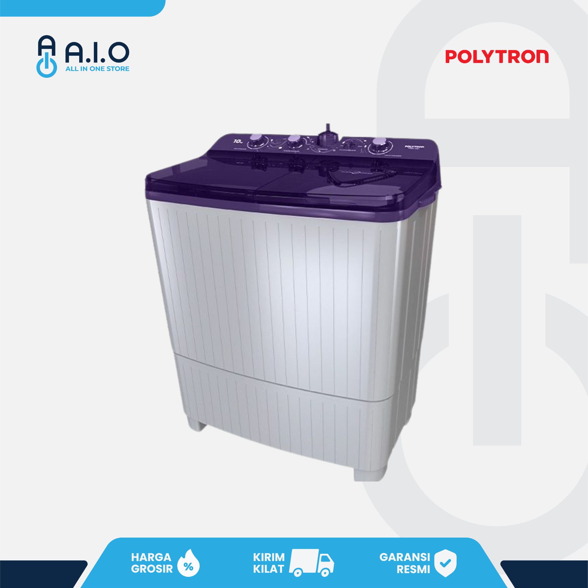 POLYTRON - MESIN CUCI 2 TABUNG 7 KG - PWM 7081V
