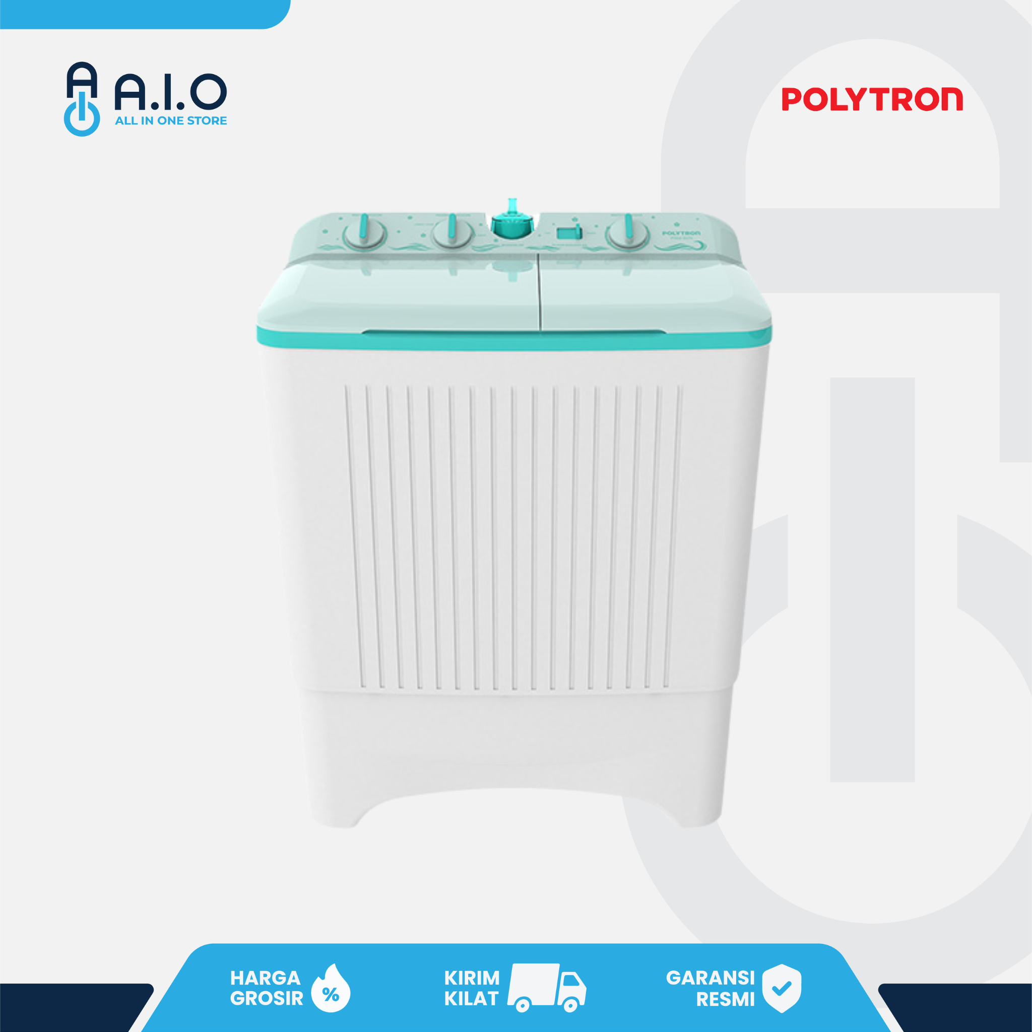 POLYTRON - MESIN CUCI 2 TABUNG 8 KG - PWM 8076G