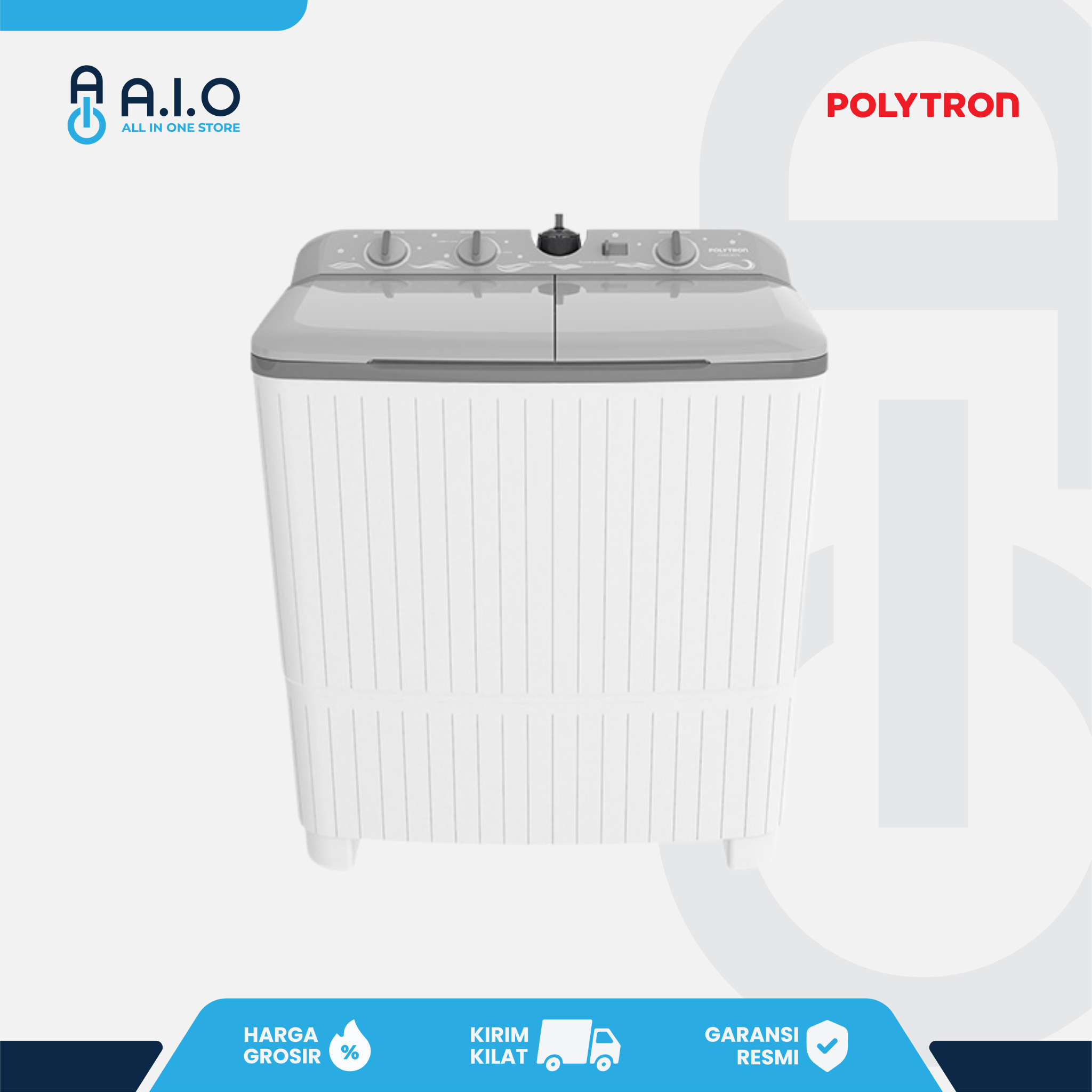 POLYTRON - MESIN CUCI 2 TABUNG 8 KG - PWM 8076Y