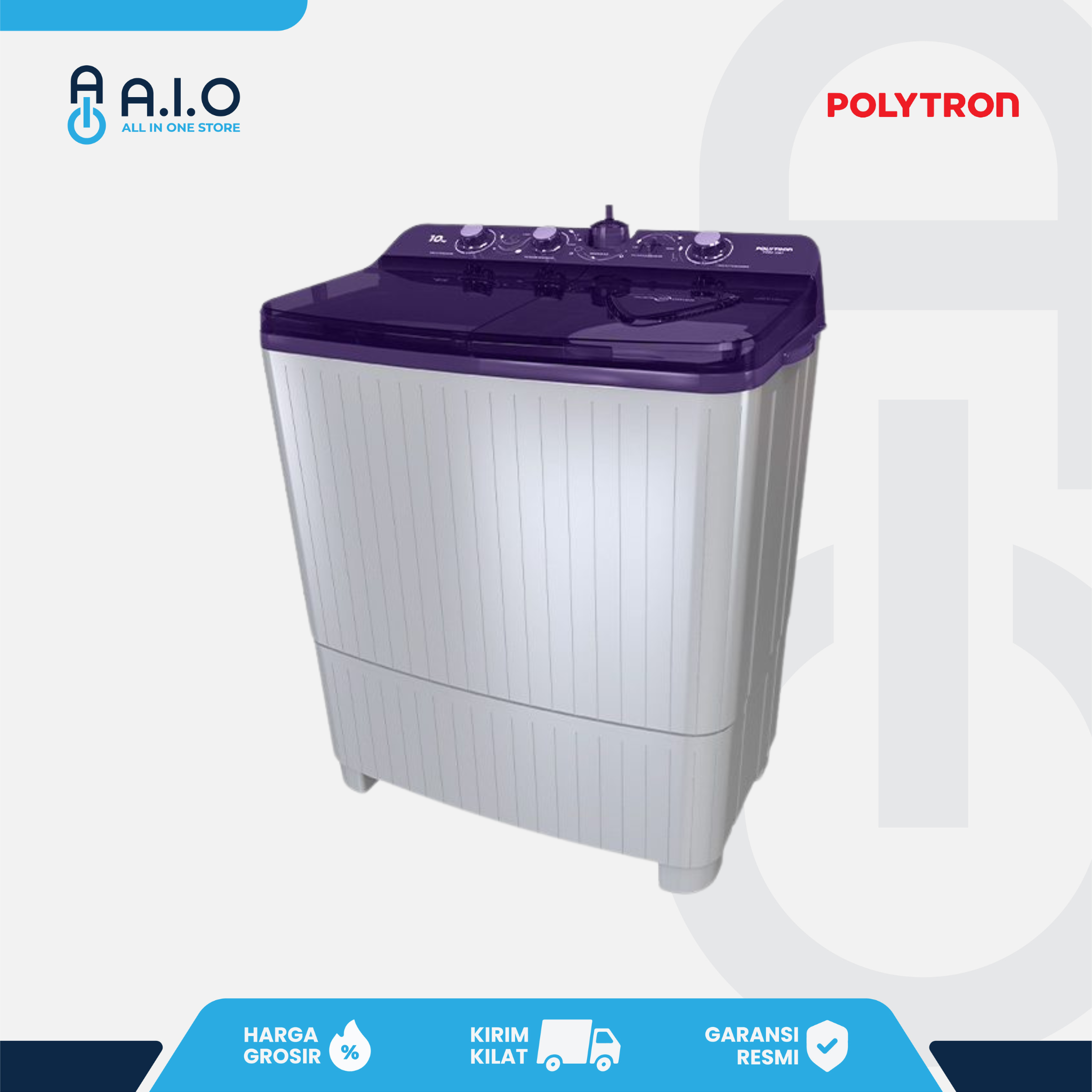 POLYTRON - MESIN CUCI 2 TABUNG 8 KG - PWM 8081V