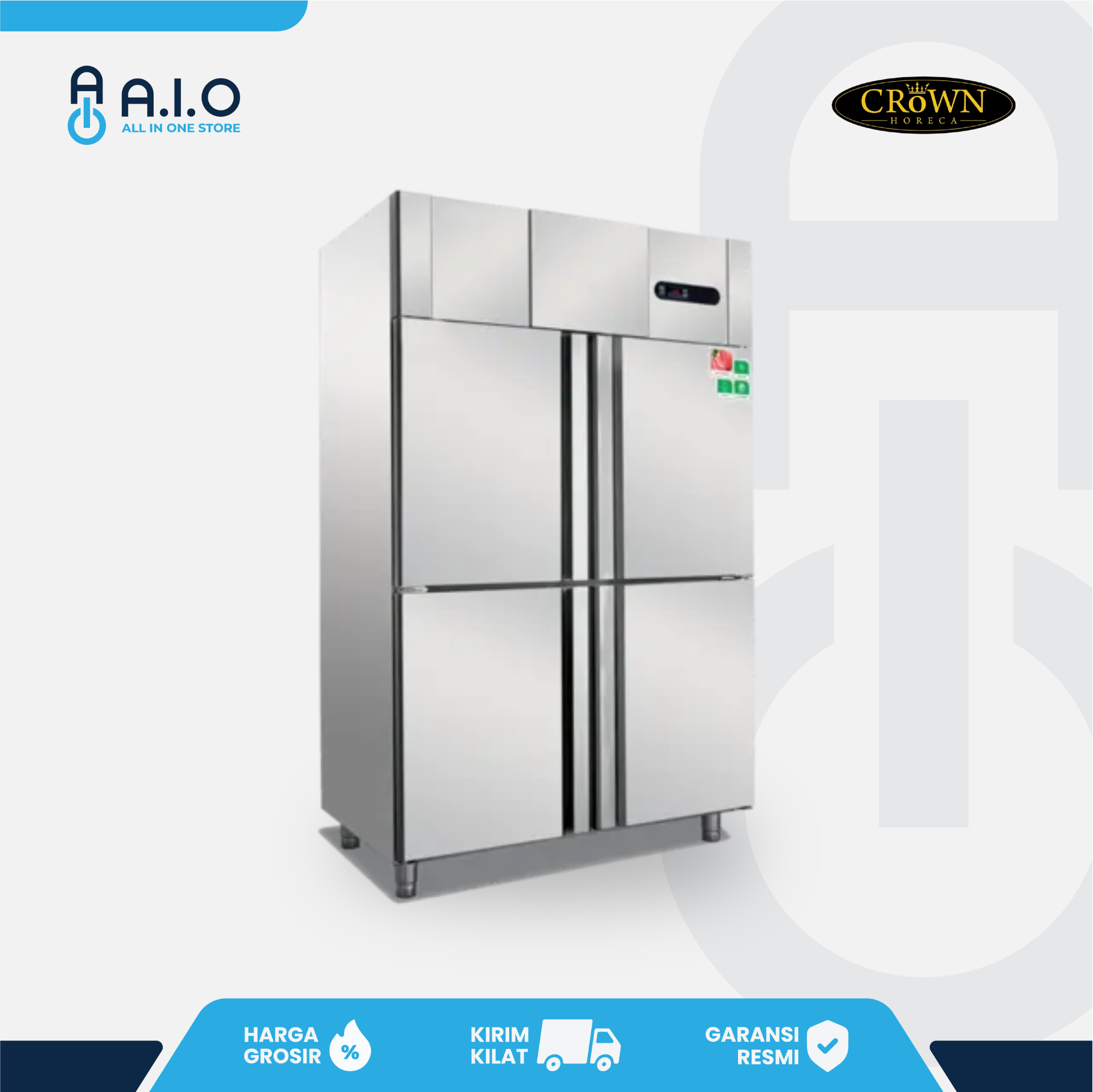 CROWN - UPRIGHT COMBI CHILLER DAN FREEZER 4 PINTU 930 L - Q1000