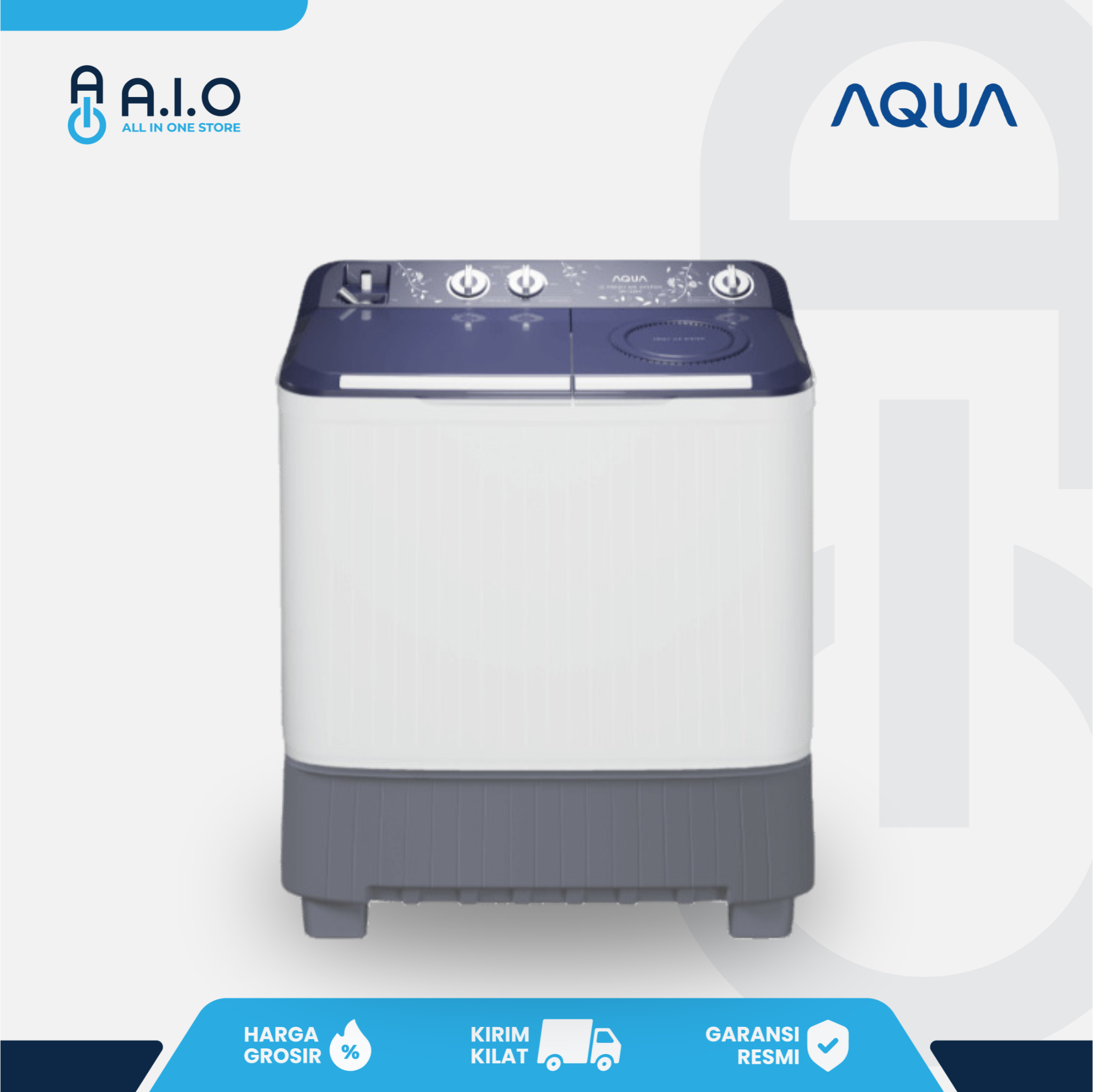 AQUA - MESIN CUCI 2 TABUNG 12 KG - QW 1230HT