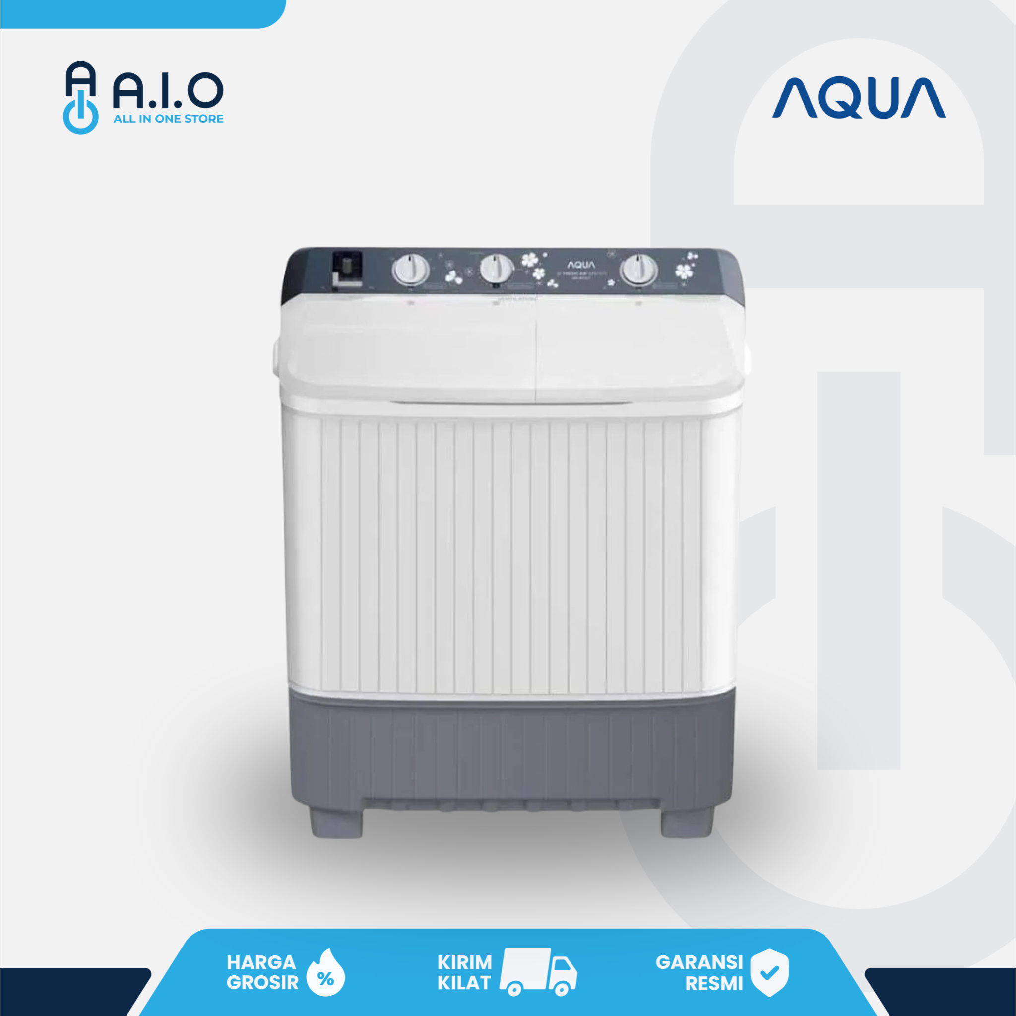 AQUA - MESIN CUCI 2 TABUNG 8 KG - QW 8011HT