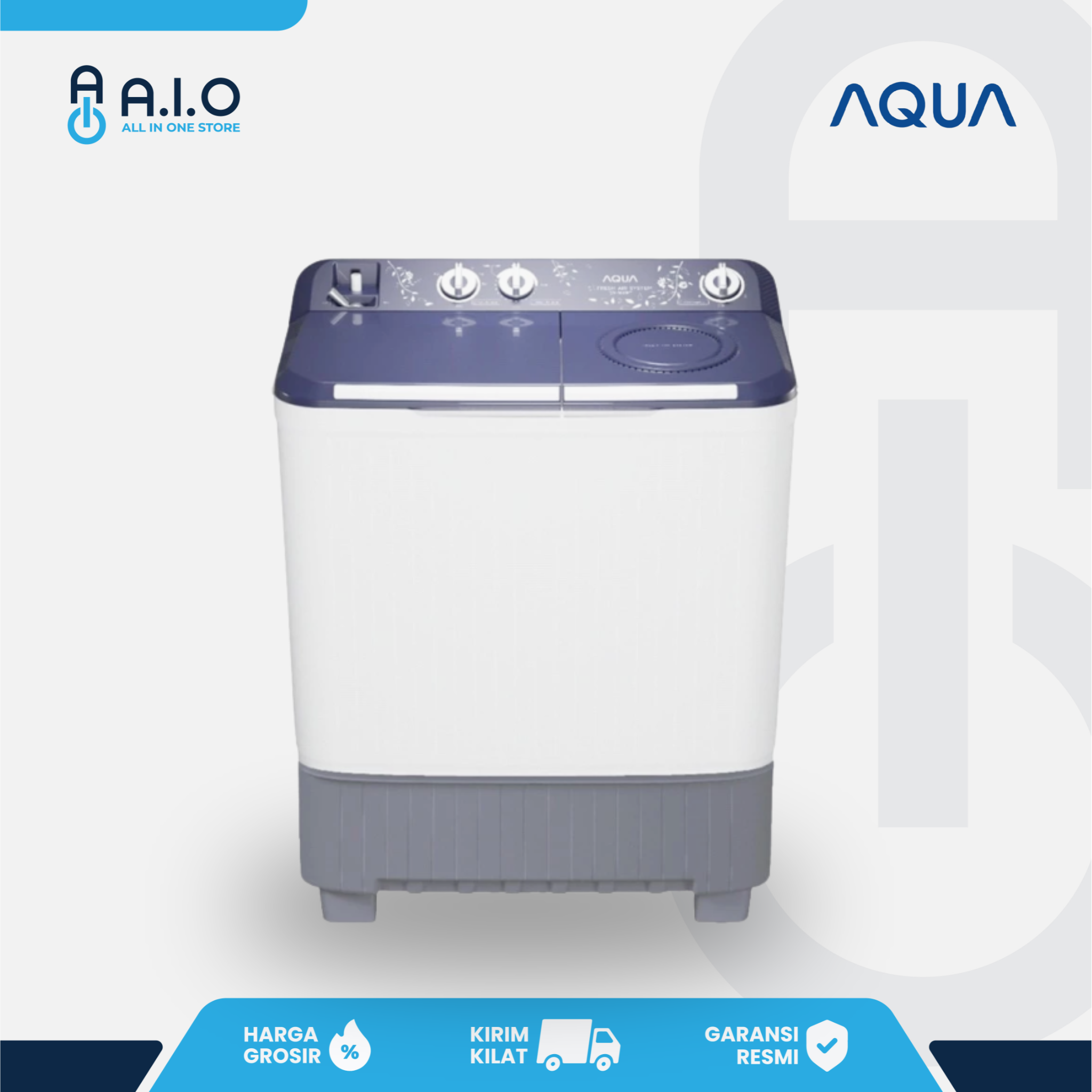 AQUA - MESIN CUCI 2 TABUNG 8 KG - QW 8030HT