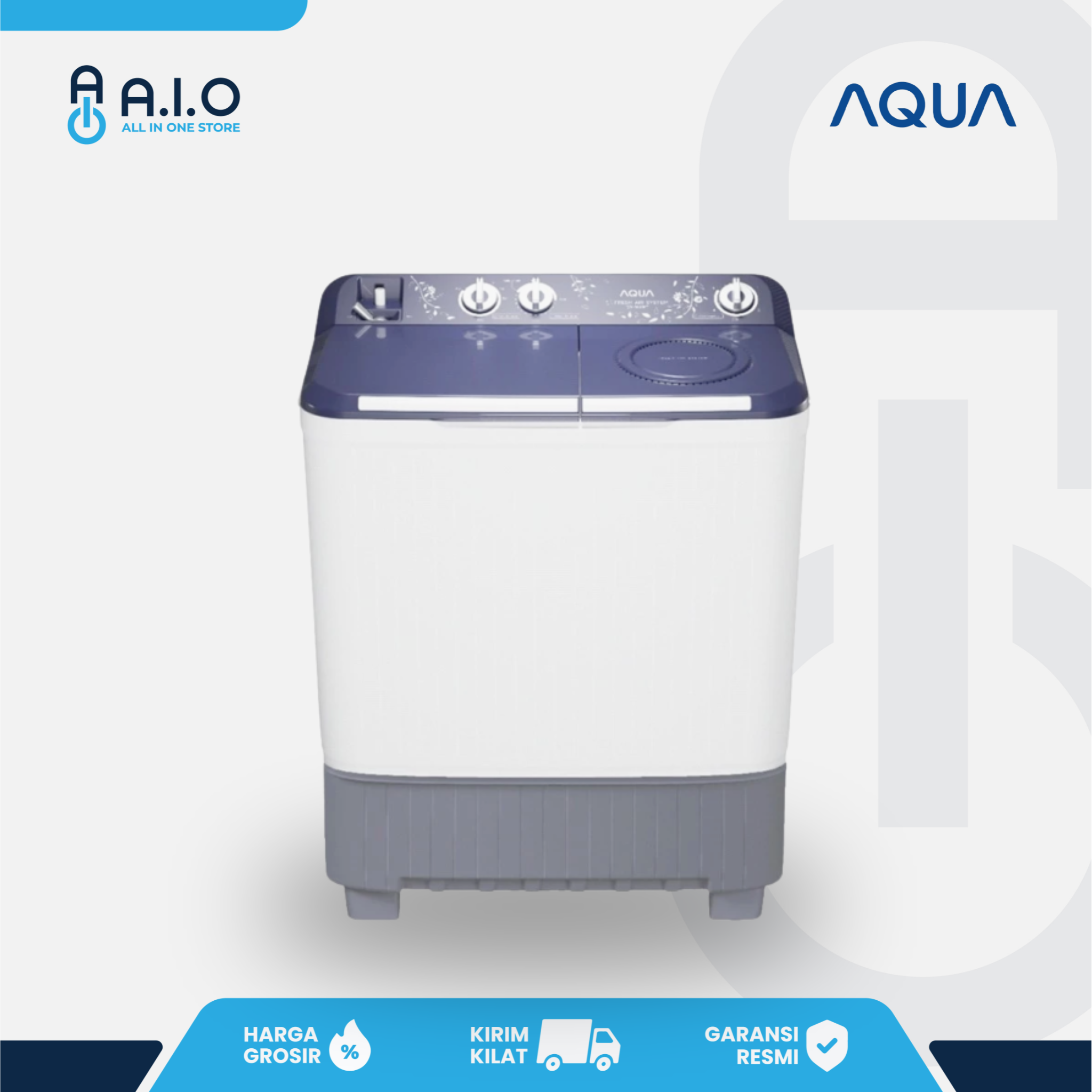 AQUA - MESIN CUCI 2 TABUNG 9 KG - QW 9030HT